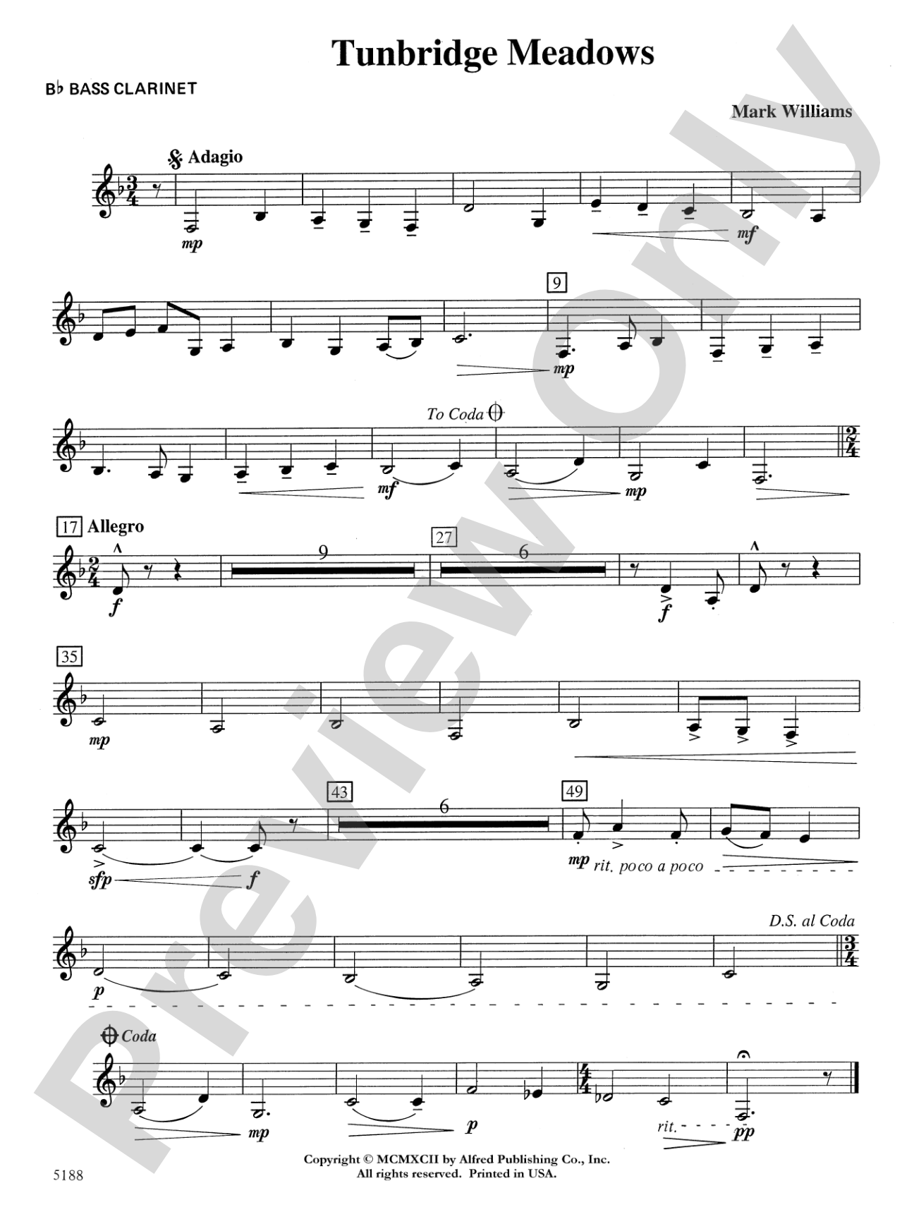 Tunbridge Meadows: B-flat Bass Clarinet