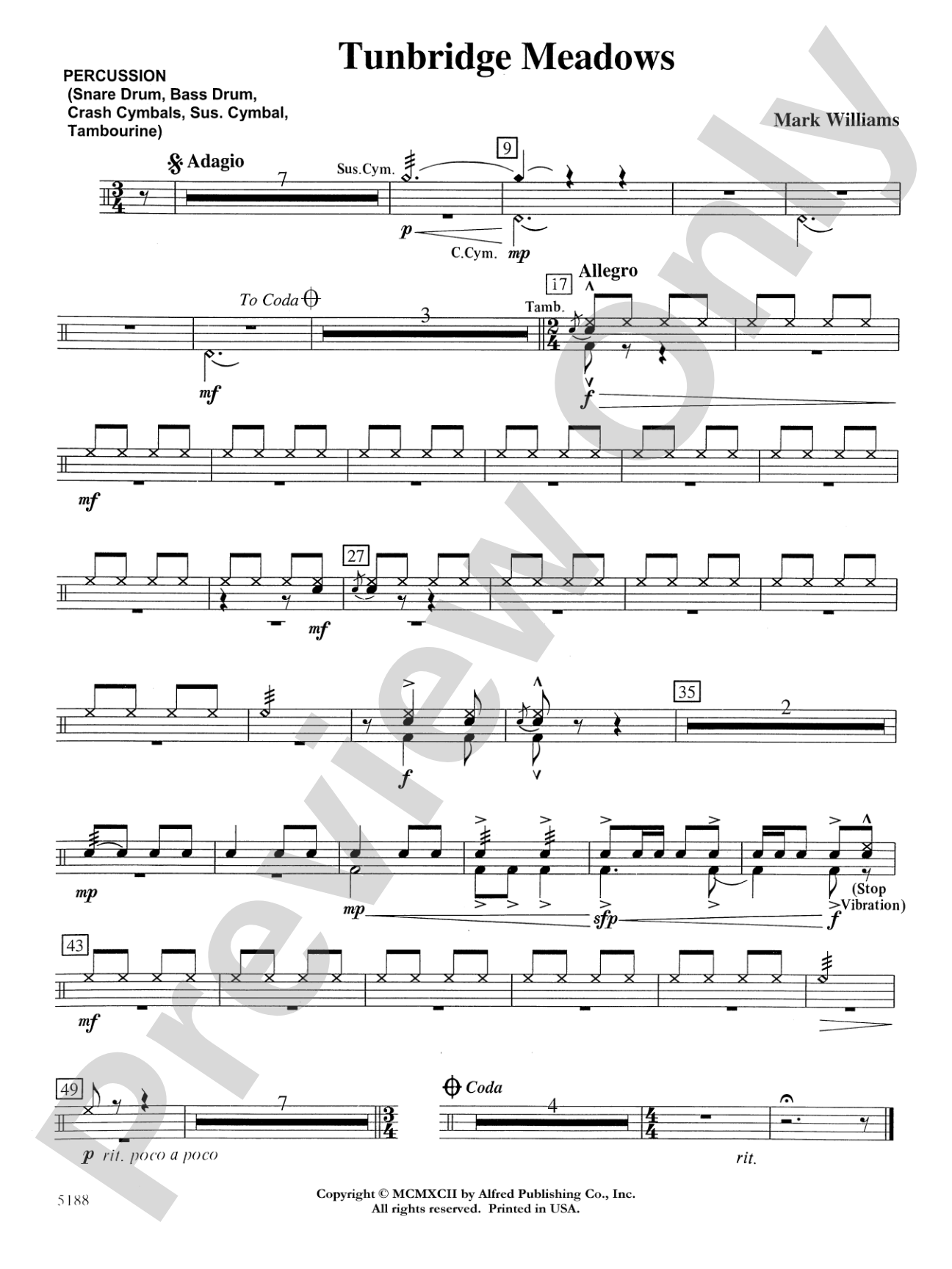 Tunbridge Meadows: 1st Percussion