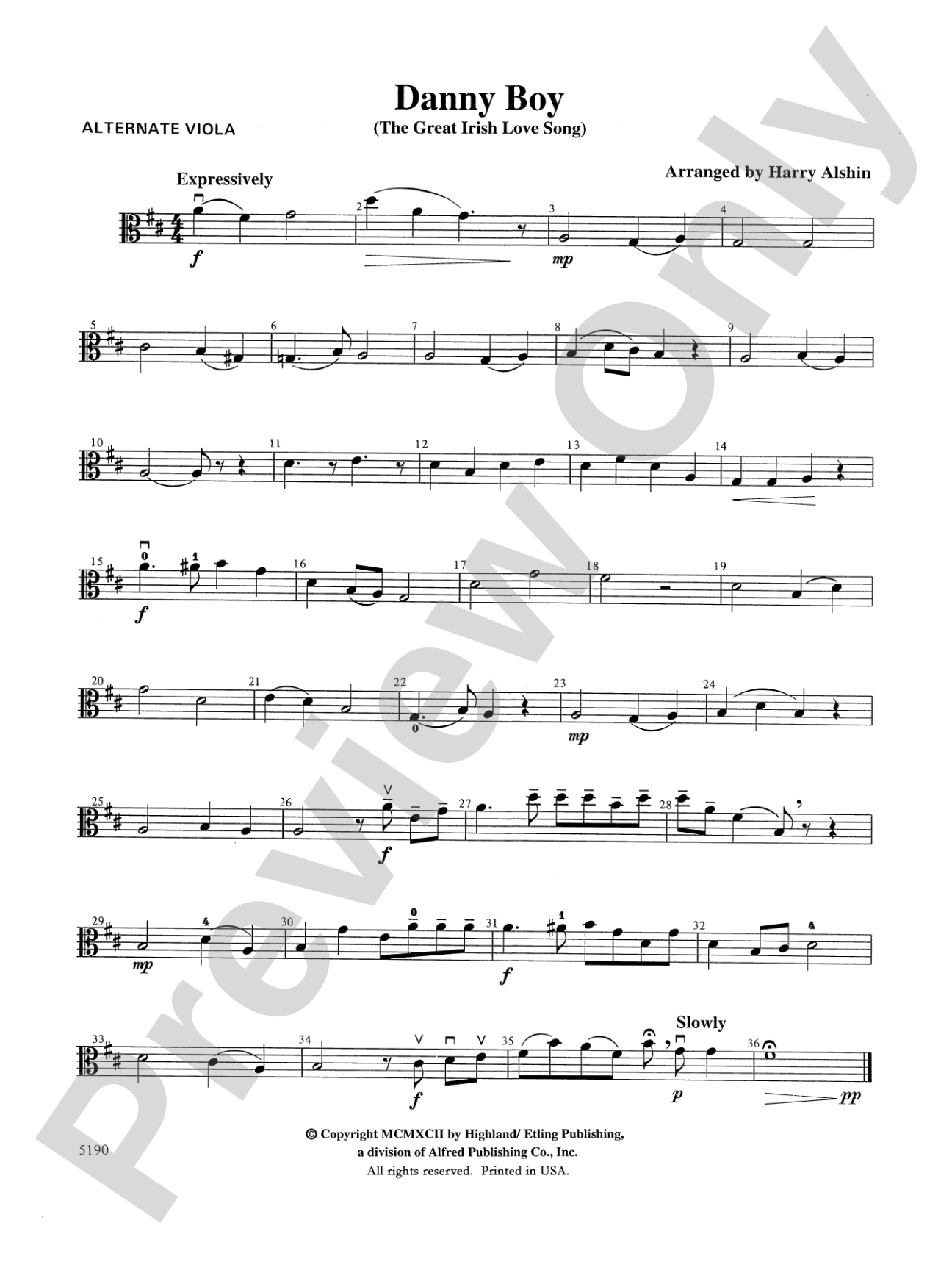 Danny Boy: Alternate Viola