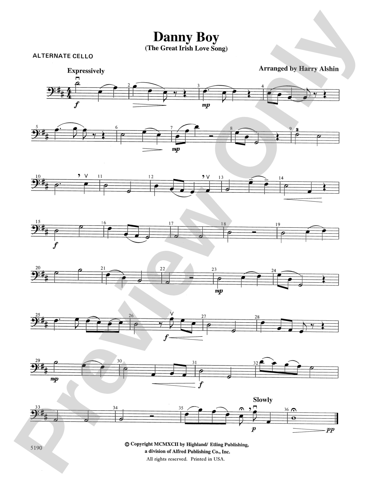 Danny Boy: Alternate Cello