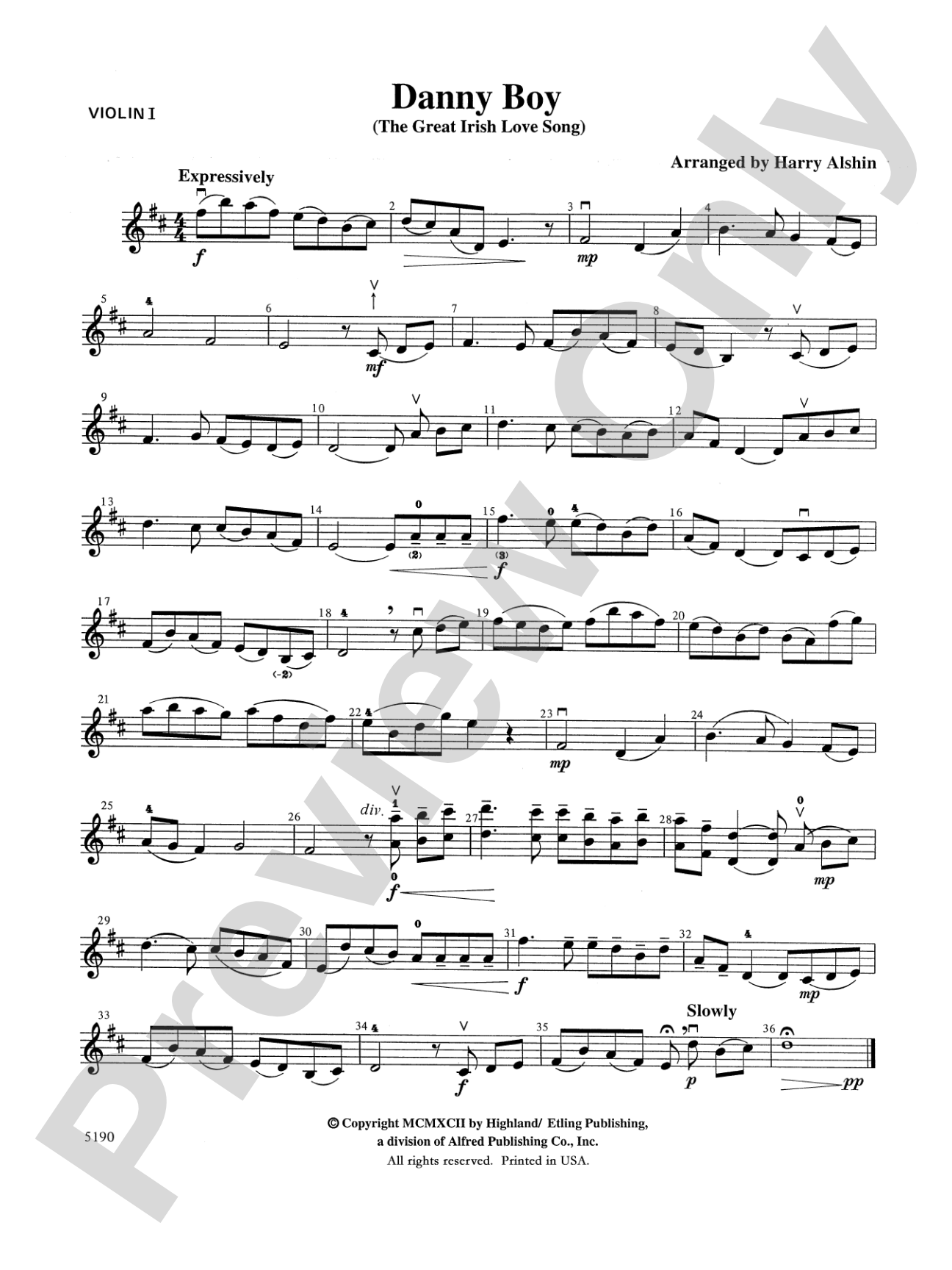 Danny Boy: 1st Violin