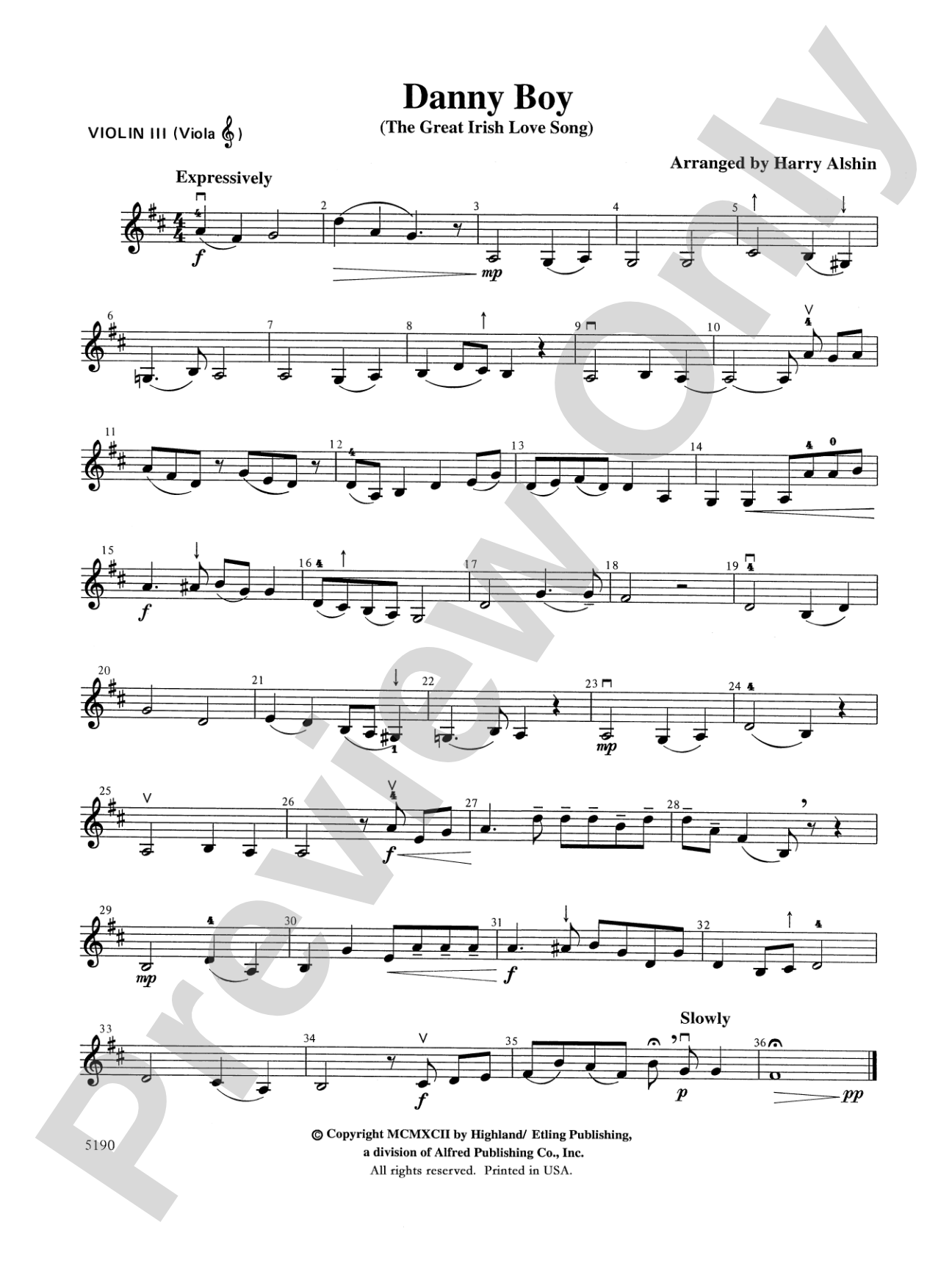 Danny Boy: 3rd Violin (Viola [TC])