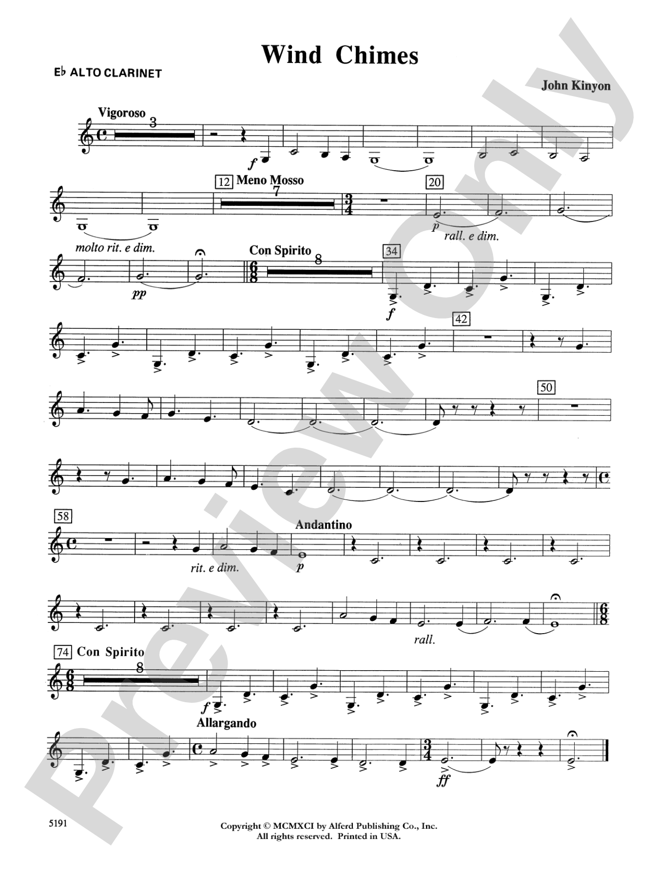 Wind Chimes: E-flat Alto Clarinet