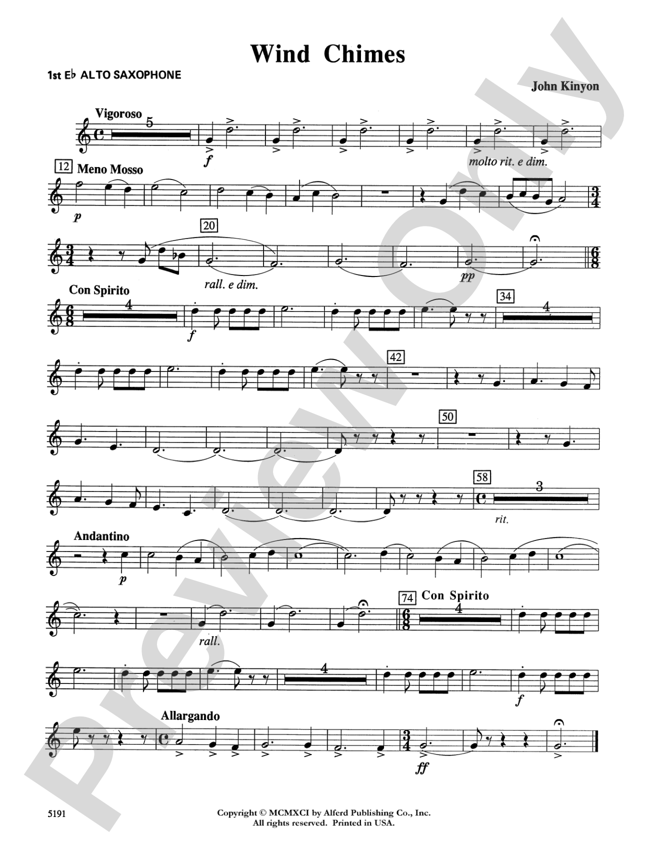 Wind Chimes: E-flat Alto Saxophone