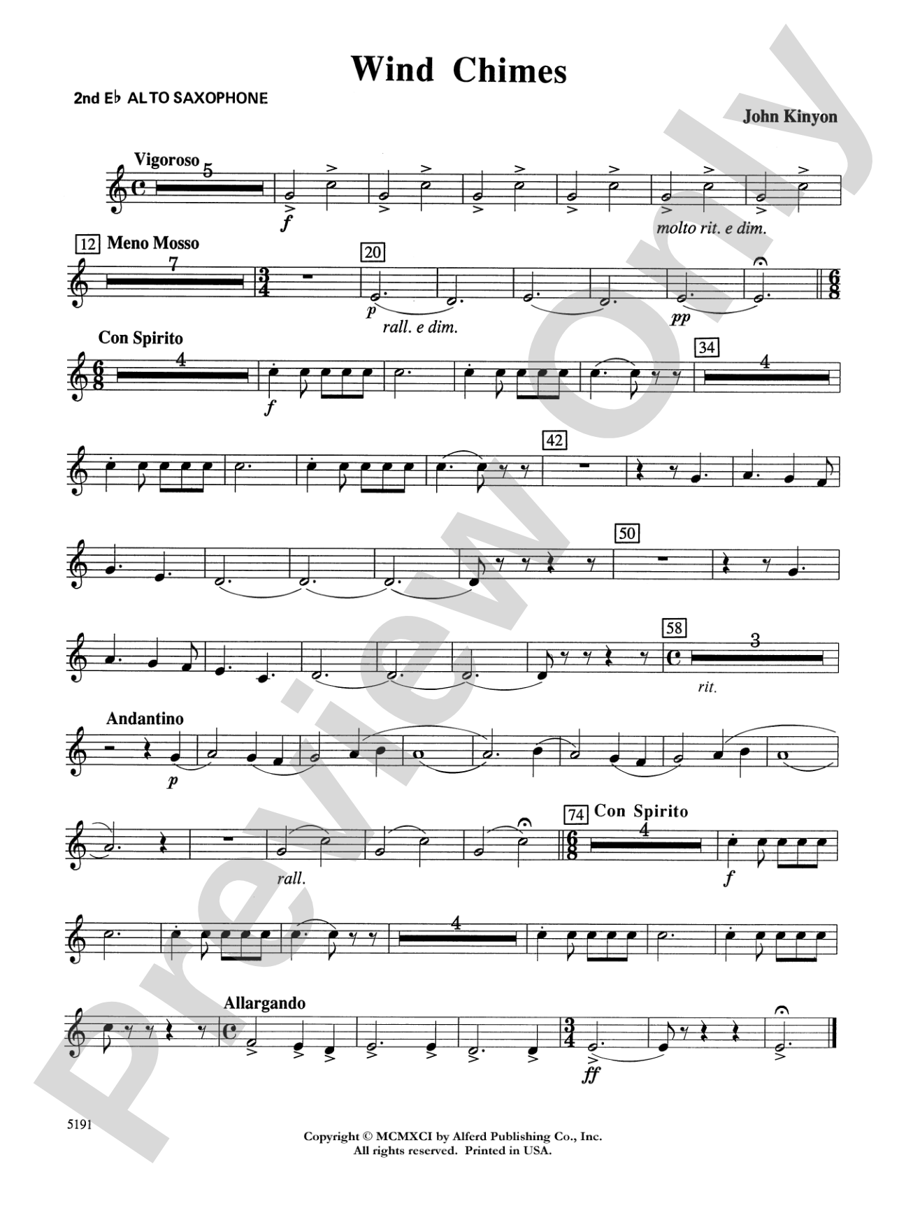 Wind Chimes: 2nd E-flat Alto Saxophone