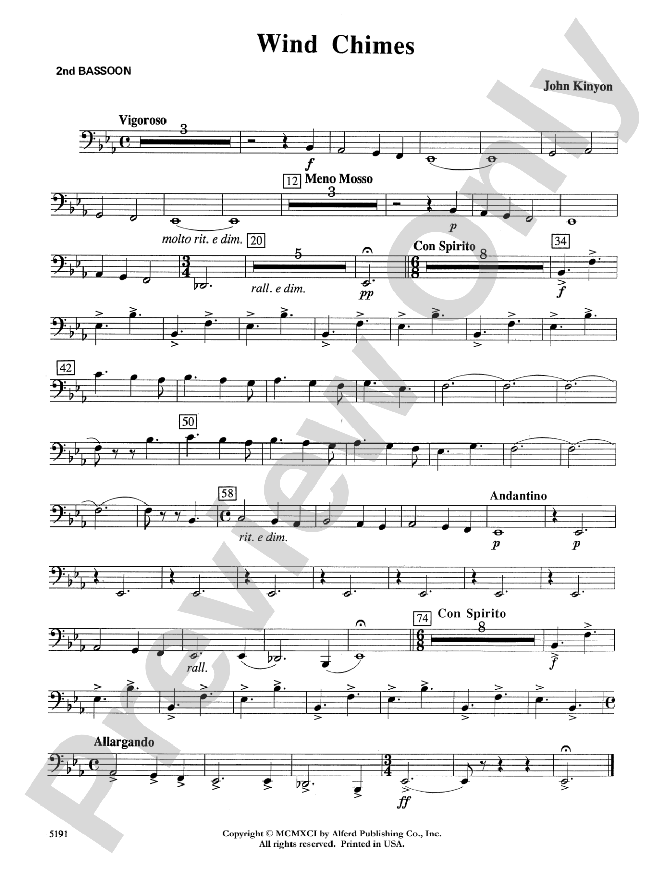 Wind Chimes: 2nd Bassoon