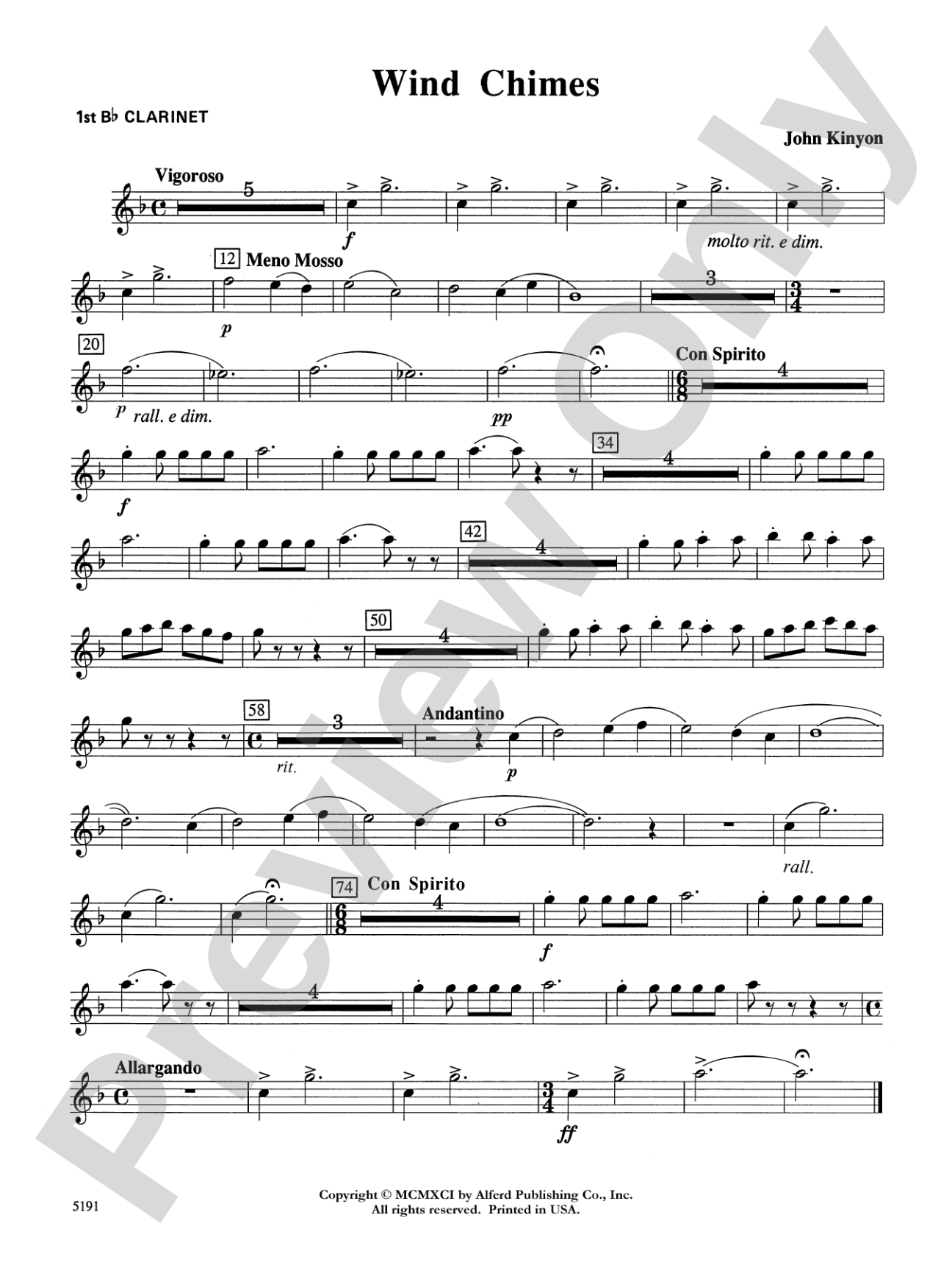 Wind Chimes: 1st B-flat Clarinet