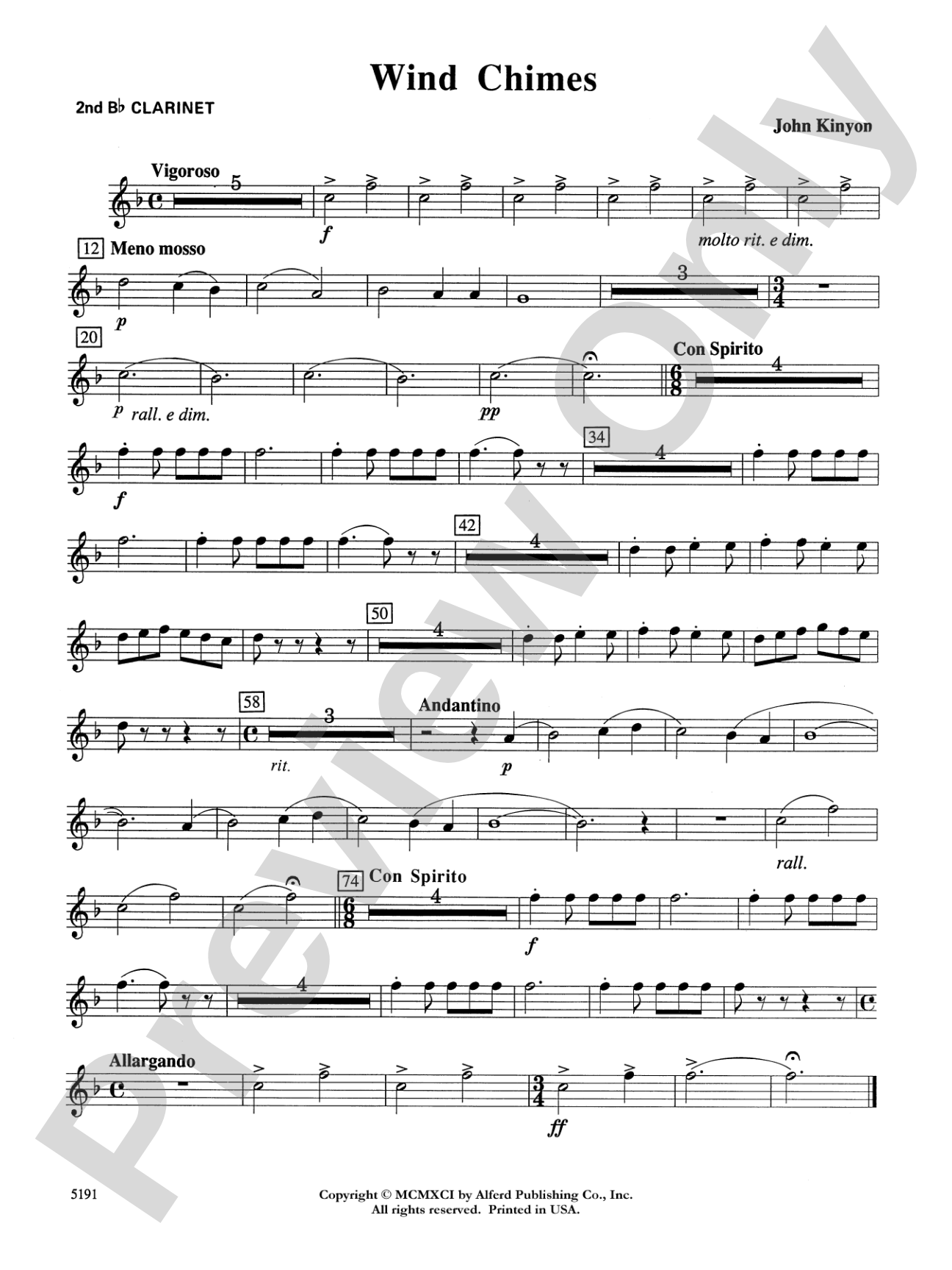 Wind Chimes: 2nd B-flat Clarinet