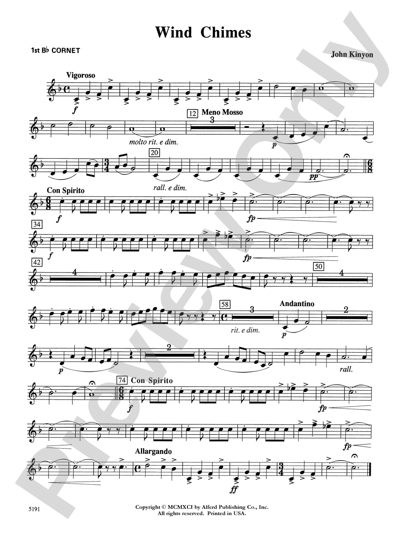 Wind Chimes: 1st B-flat Cornet