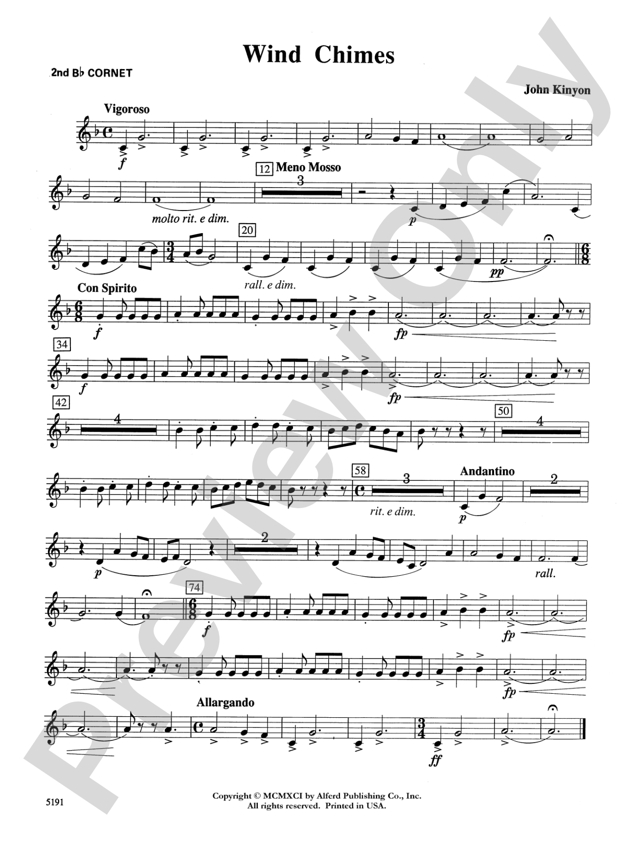 Wind Chimes: 2nd B-flat Cornet