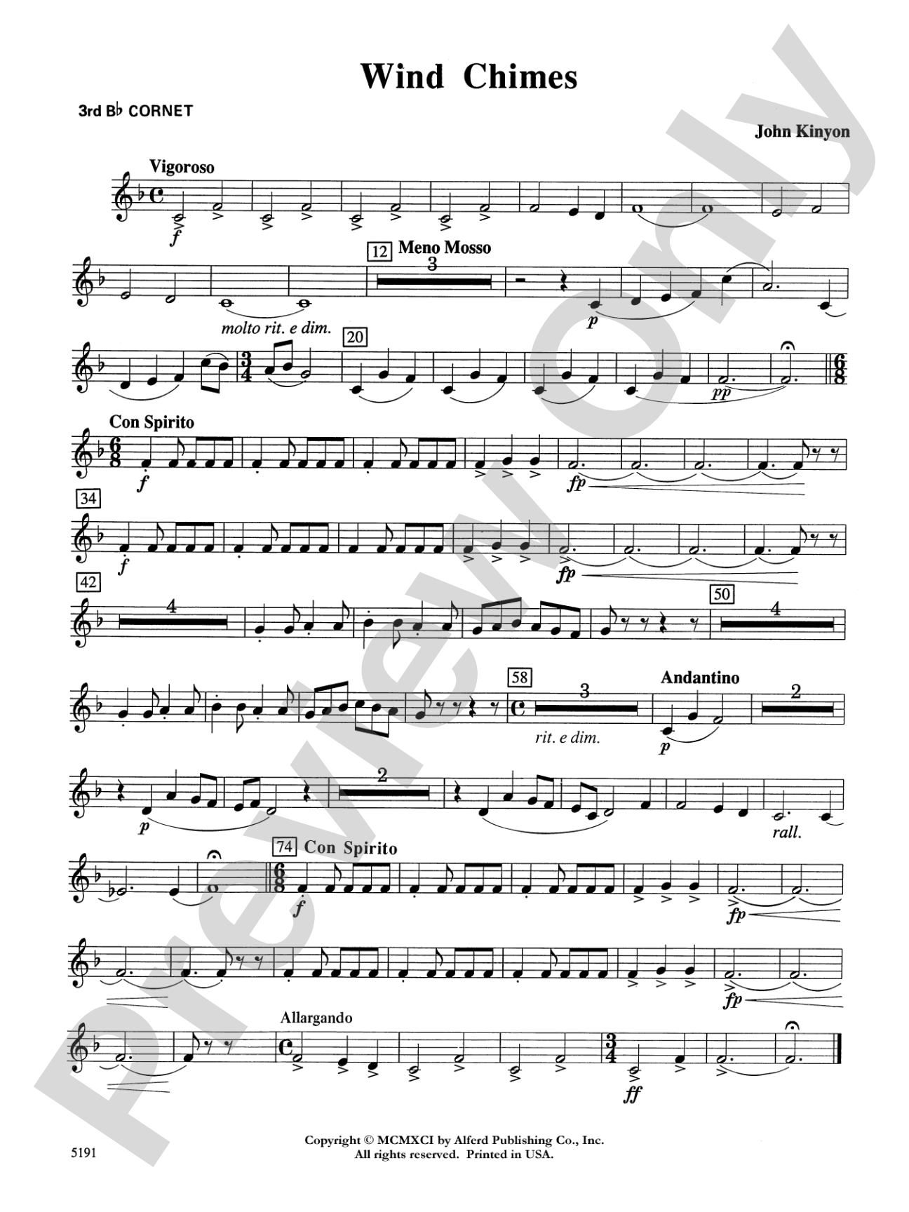 Wind Chimes: 3rd B-flat Cornet