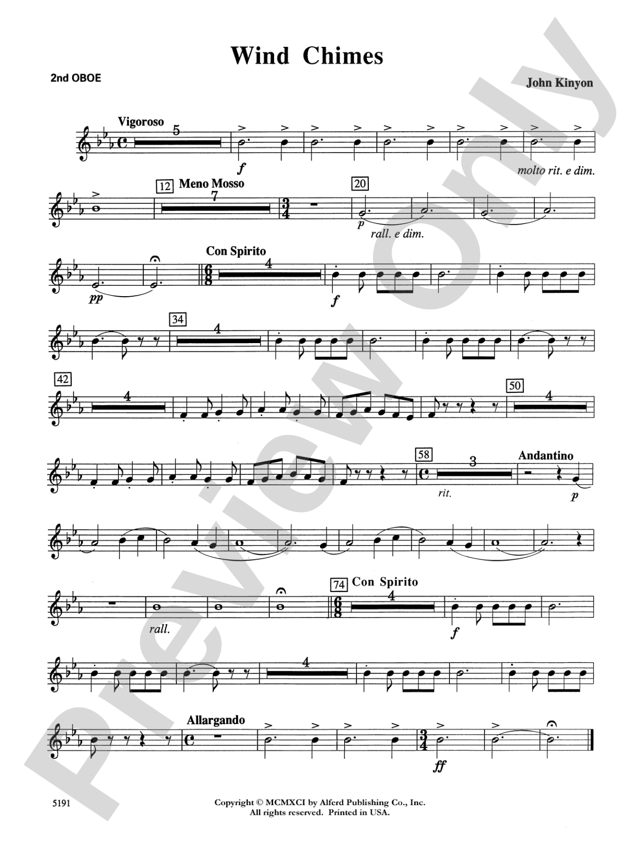 Wind Chimes: 2nd Oboe