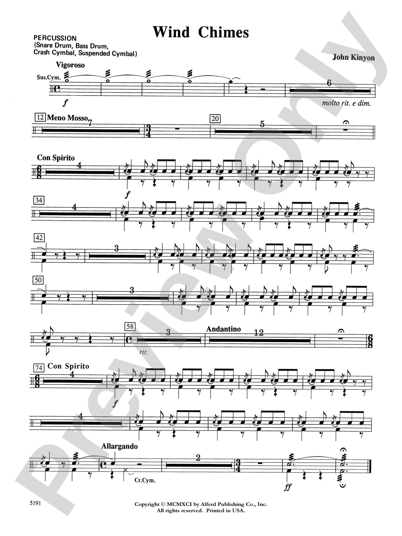 Wind Chimes: 1st Percussion
