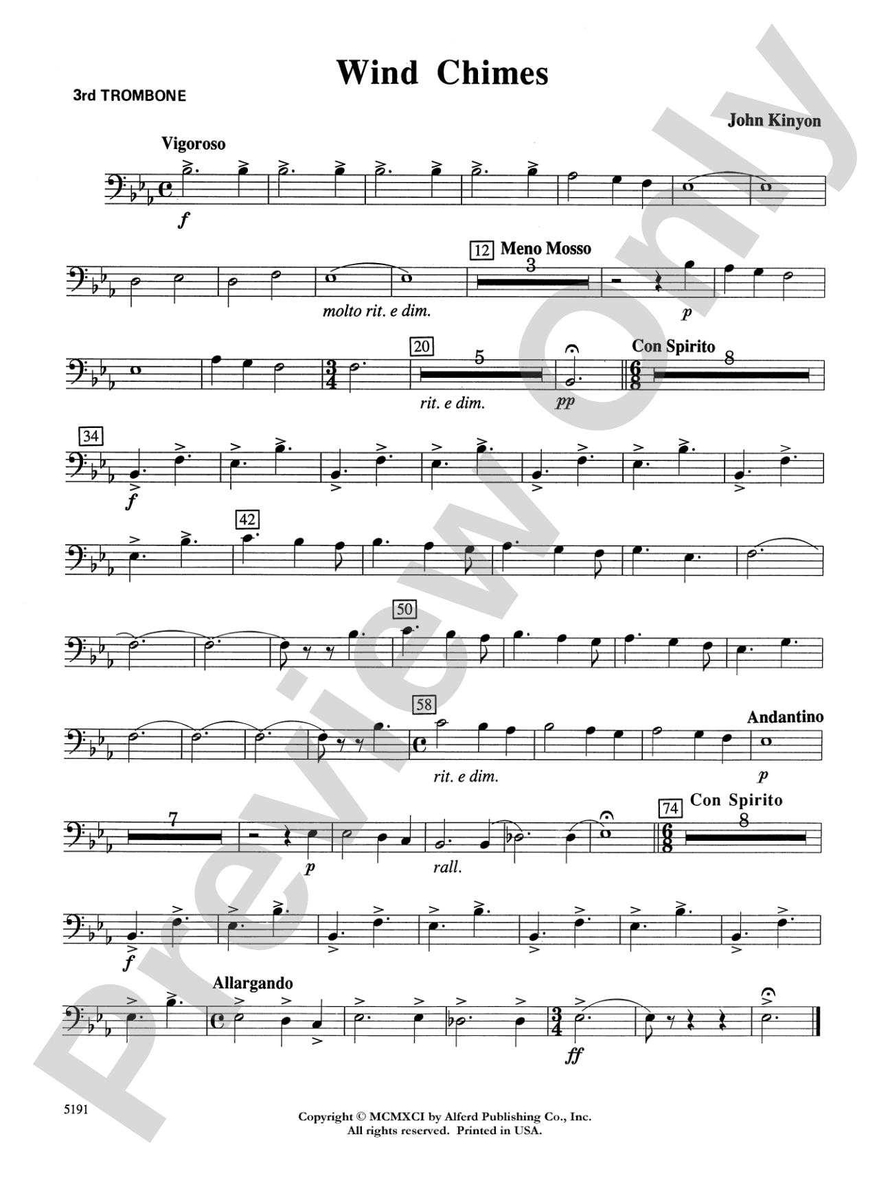 Wind Chimes: 3rd Trombone