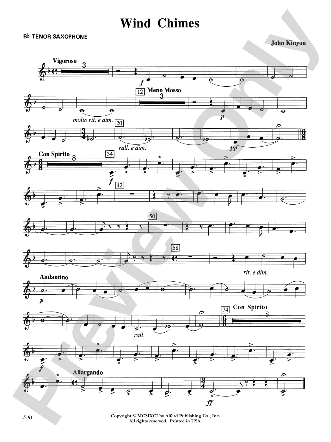 Wind Chimes: B-flat Tenor Saxophone