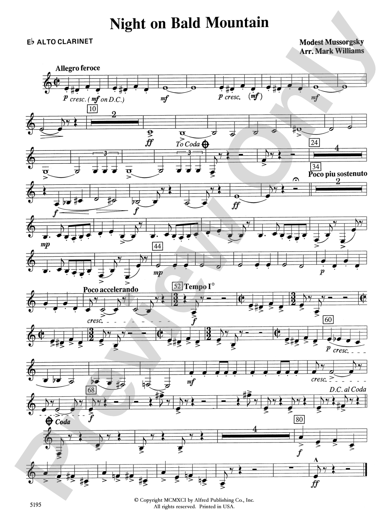 Night on Bald Mountain: E-flat Alto Clarinet