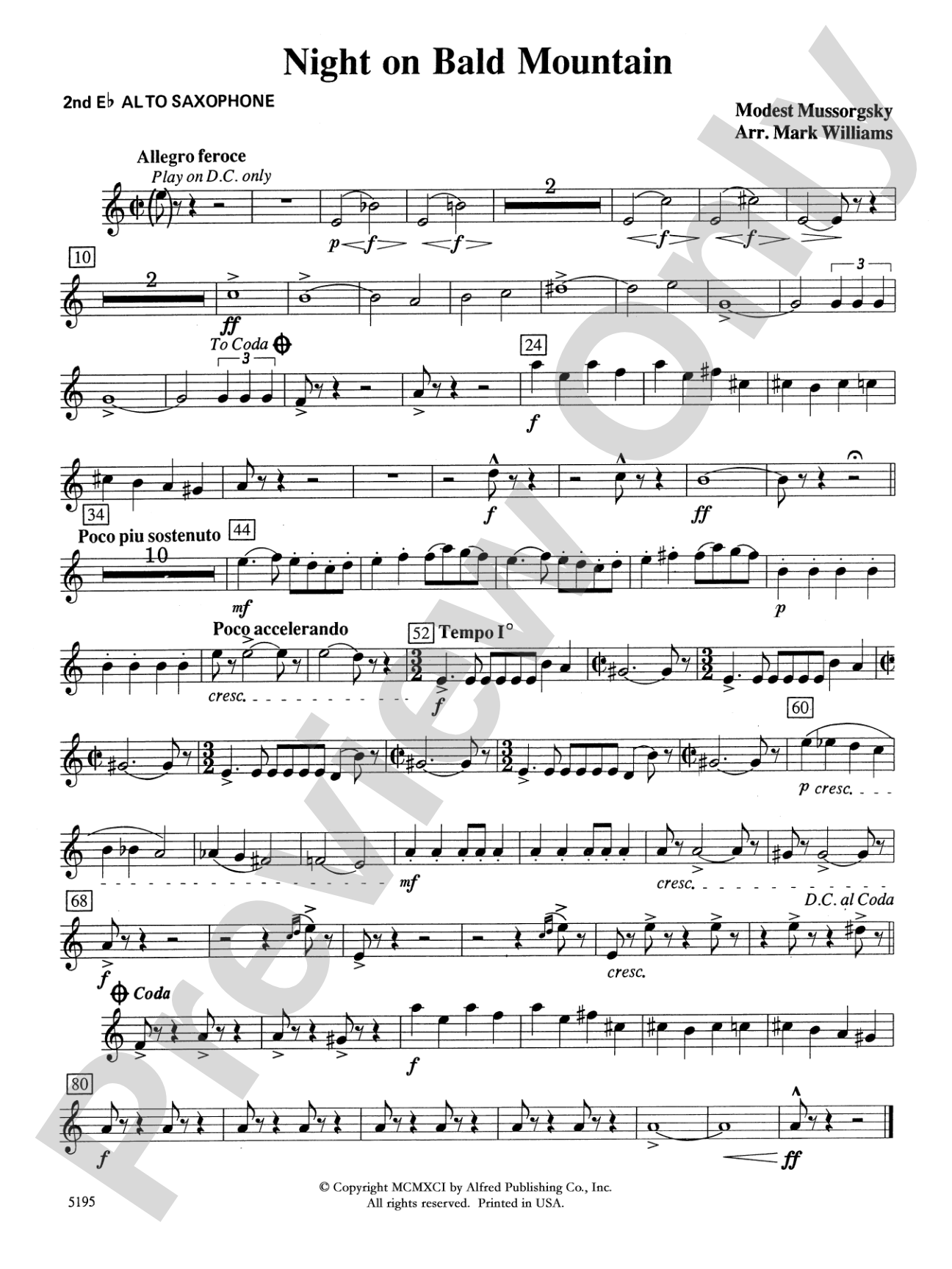 Night on Bald Mountain: 2nd E-flat Alto Saxophone
