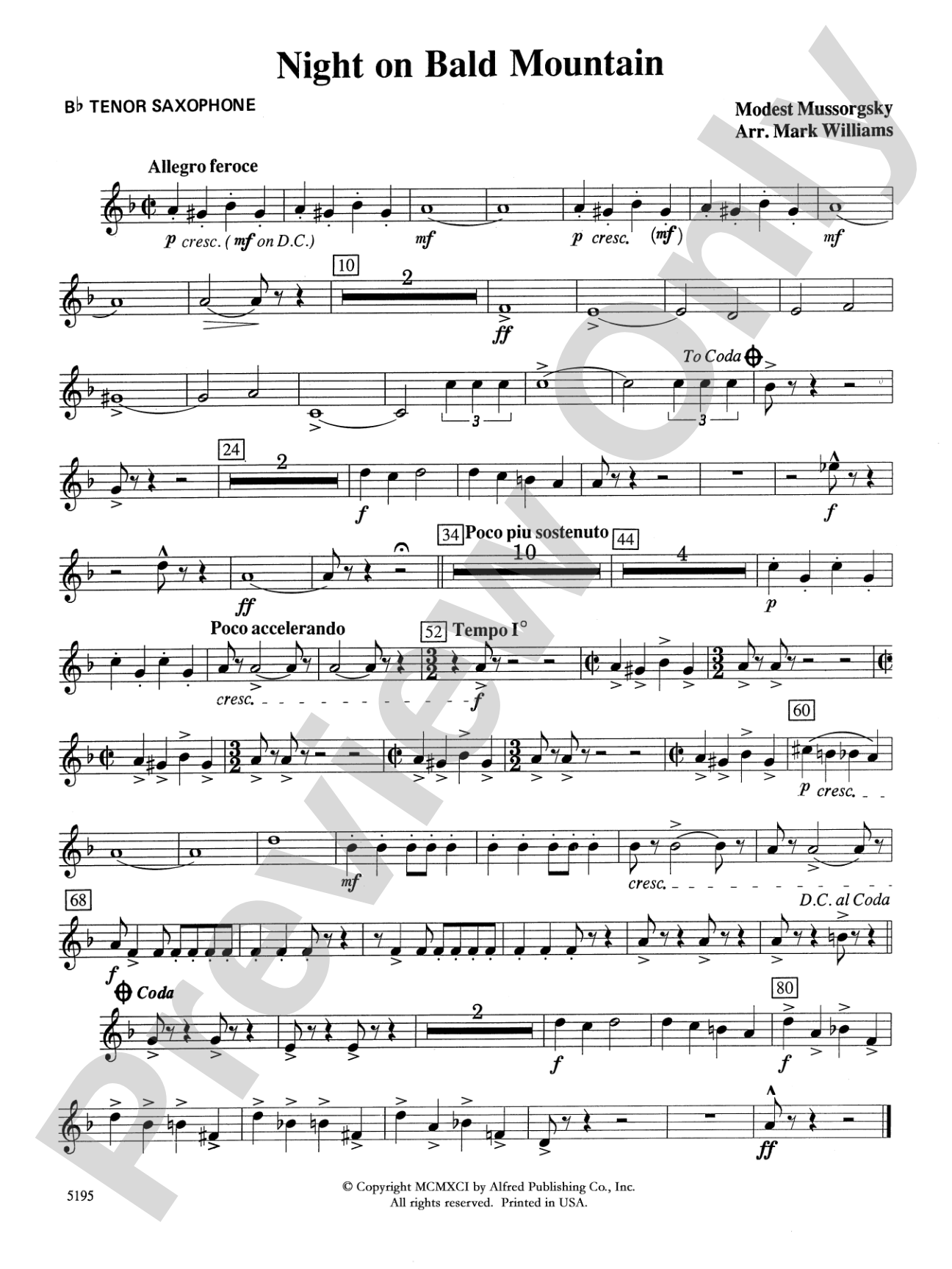 Night on Bald Mountain: B-flat Tenor Saxophone