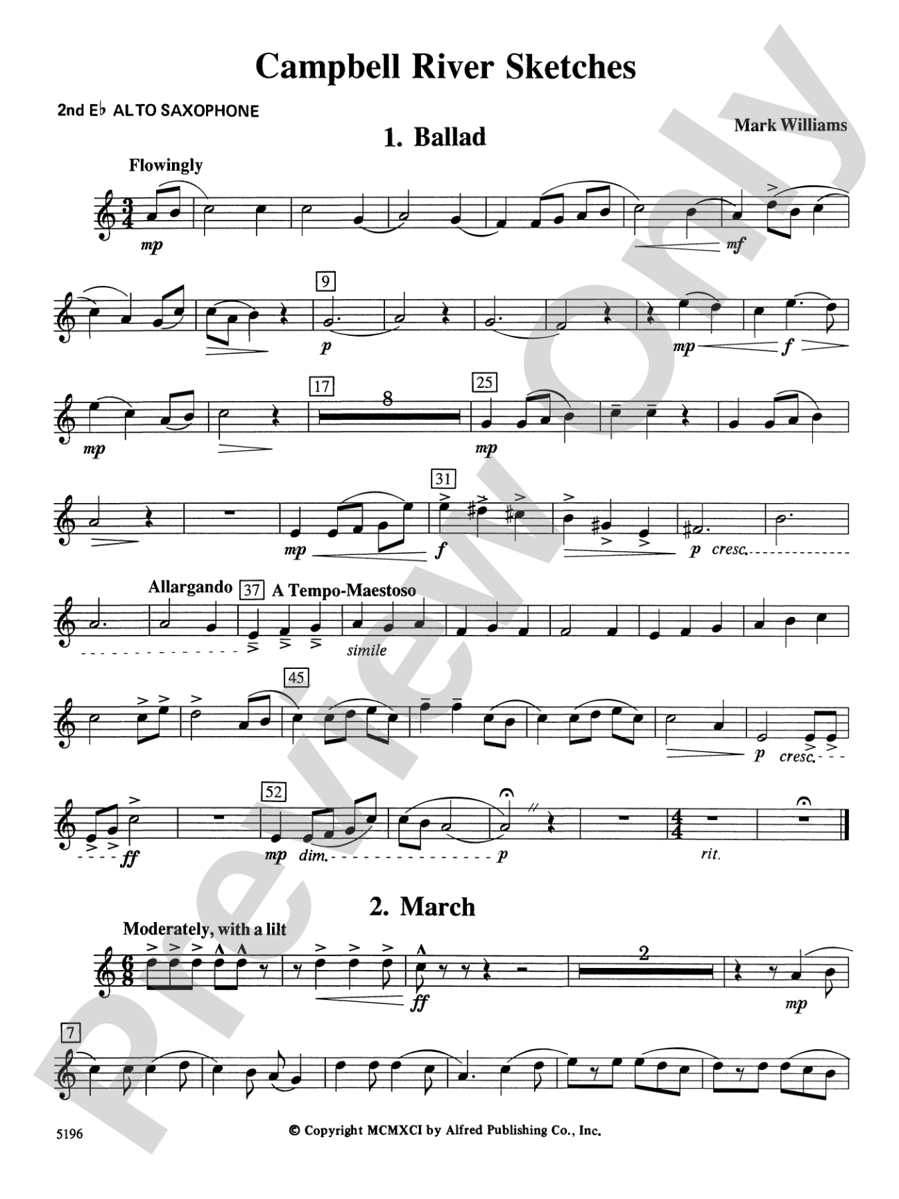 Campbell River Sketches: 2nd E-flat Alto Saxophone