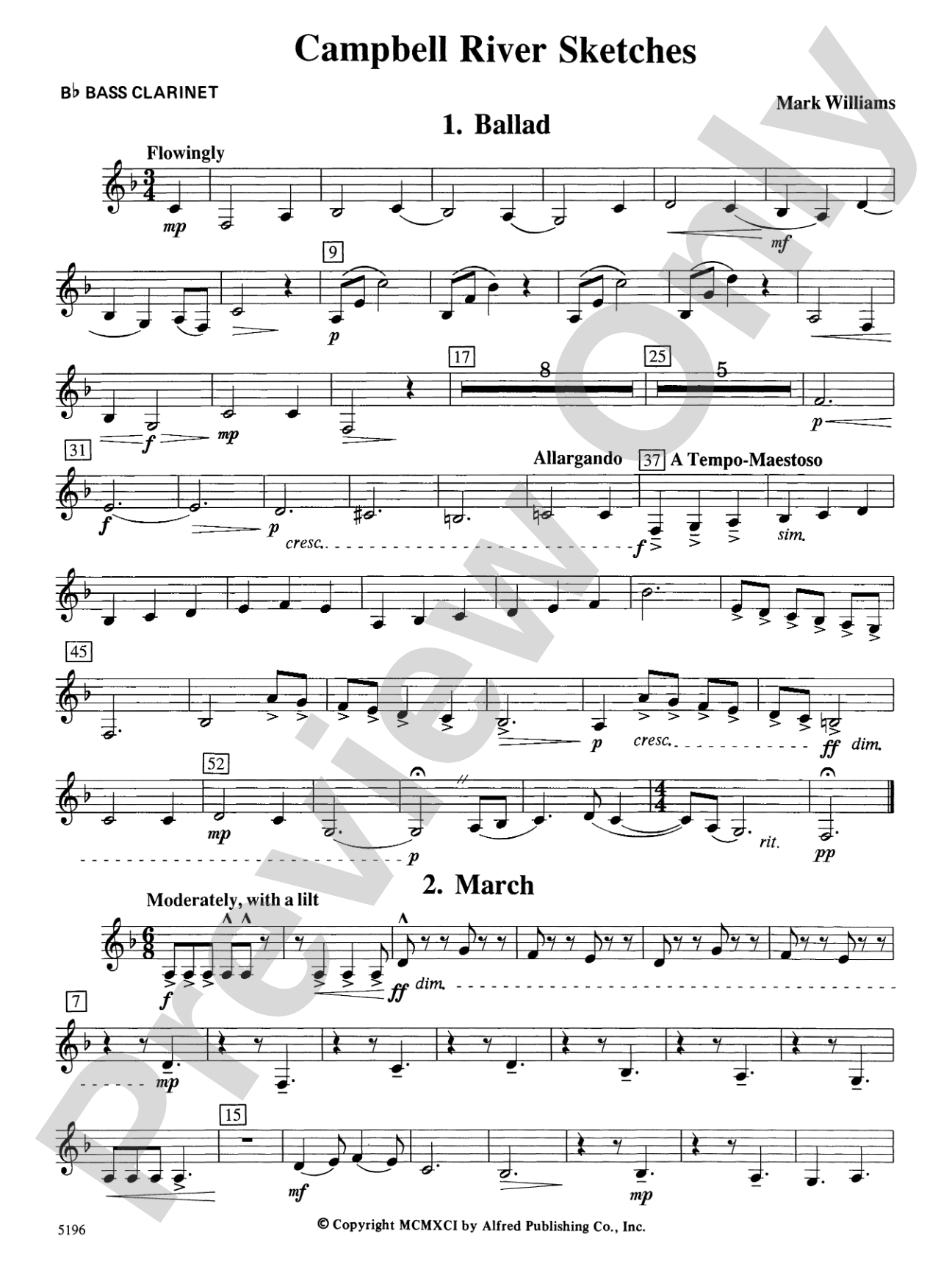 Campbell River Sketches: B-flat Bass Clarinet