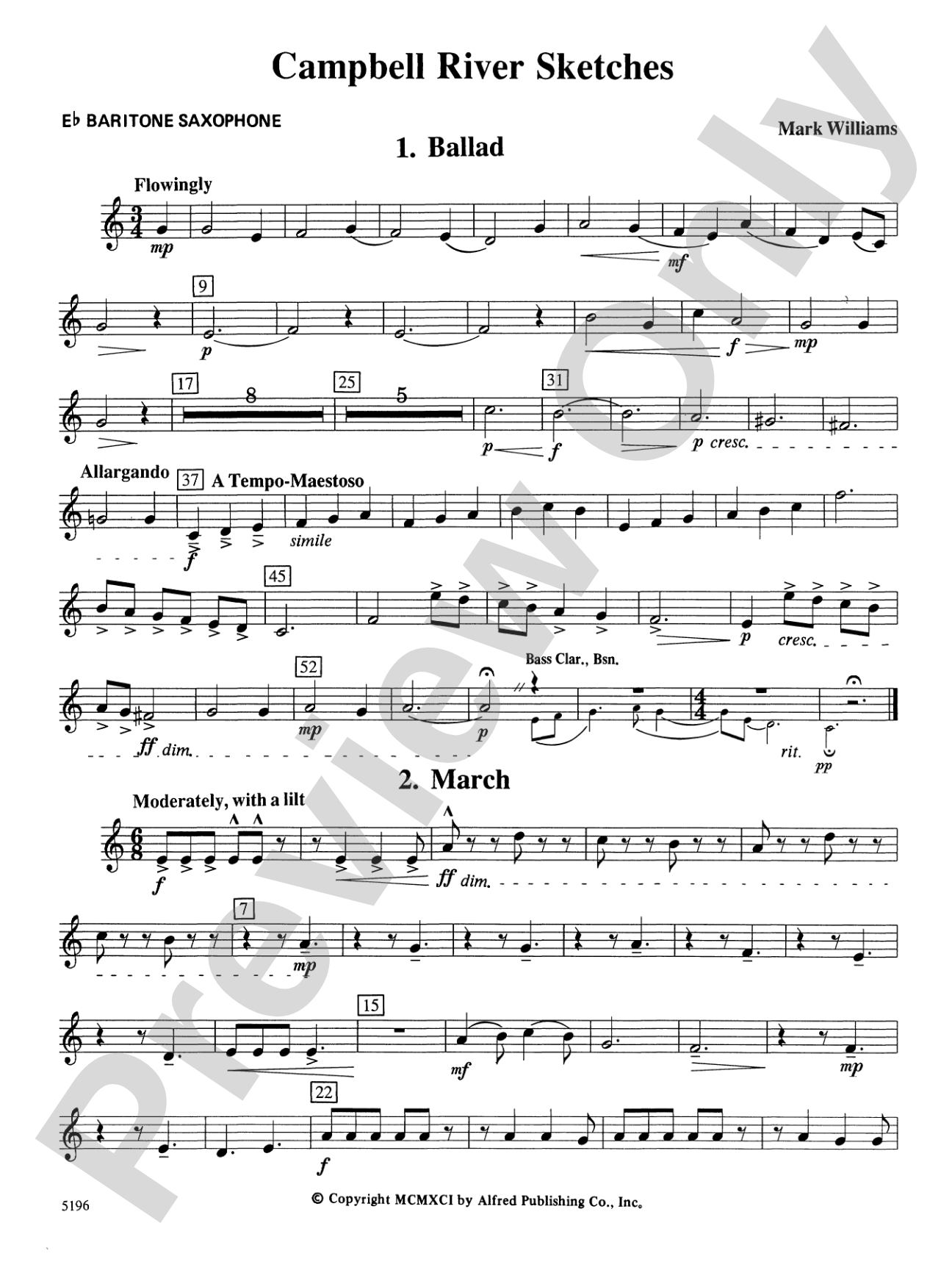 Campbell River Sketches: E-flat Baritone Saxophone