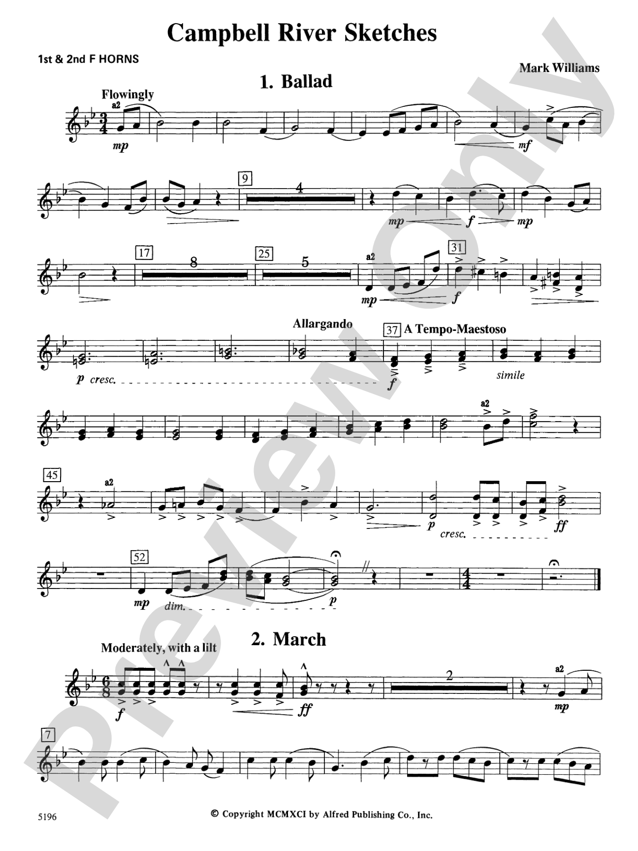 Campbell River Sketches: 1st & 2nd F Horns