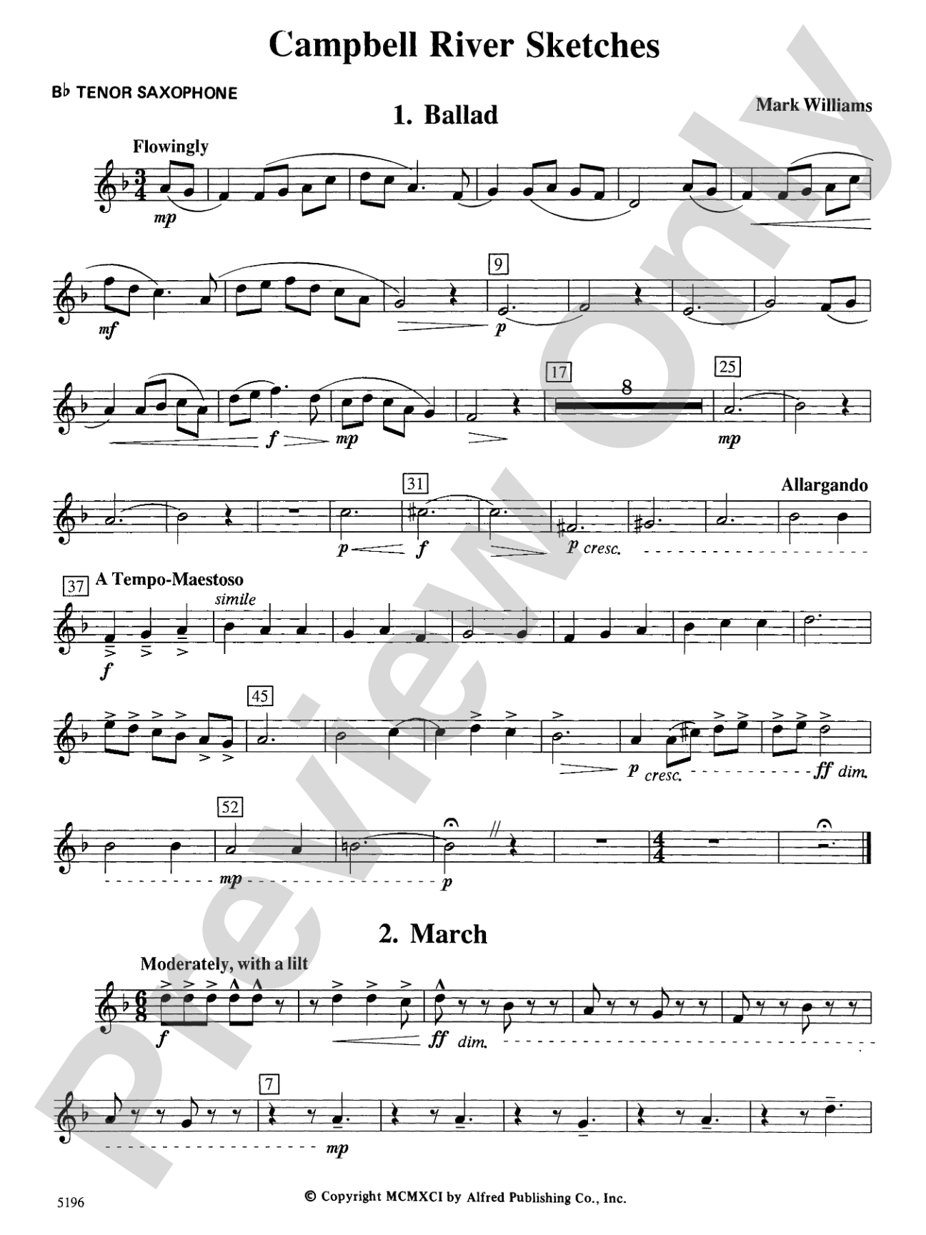 Campbell River Sketches: B-flat Tenor Saxophone