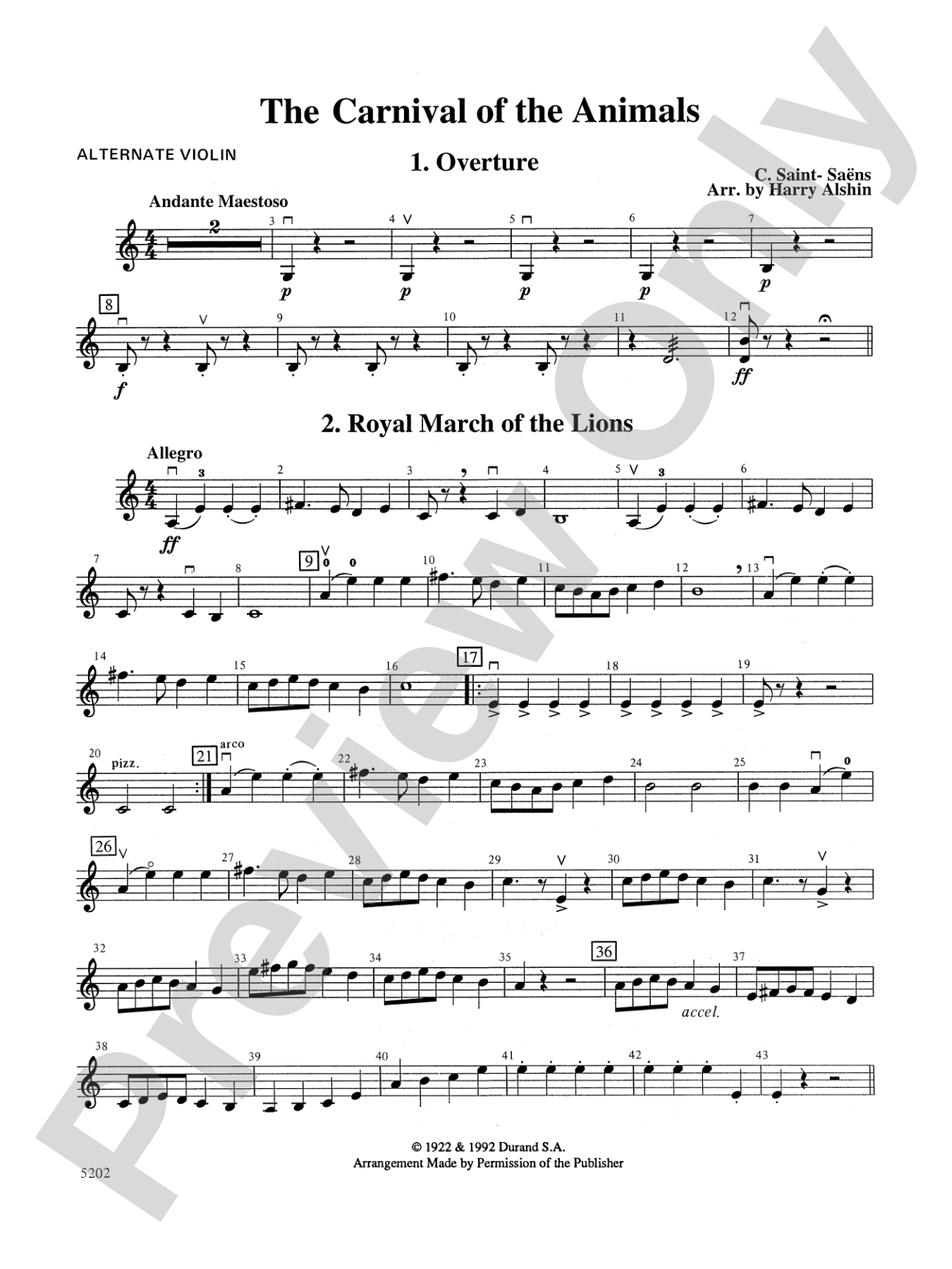 Carnival of the Animals: Alternate Violin