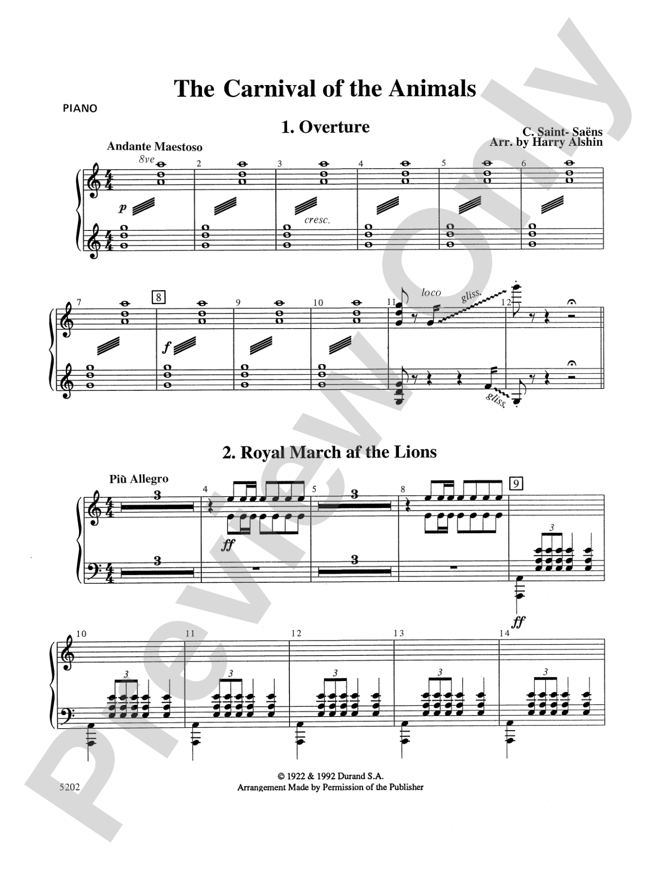 Carnival of the Animals: Piano Accompaniment