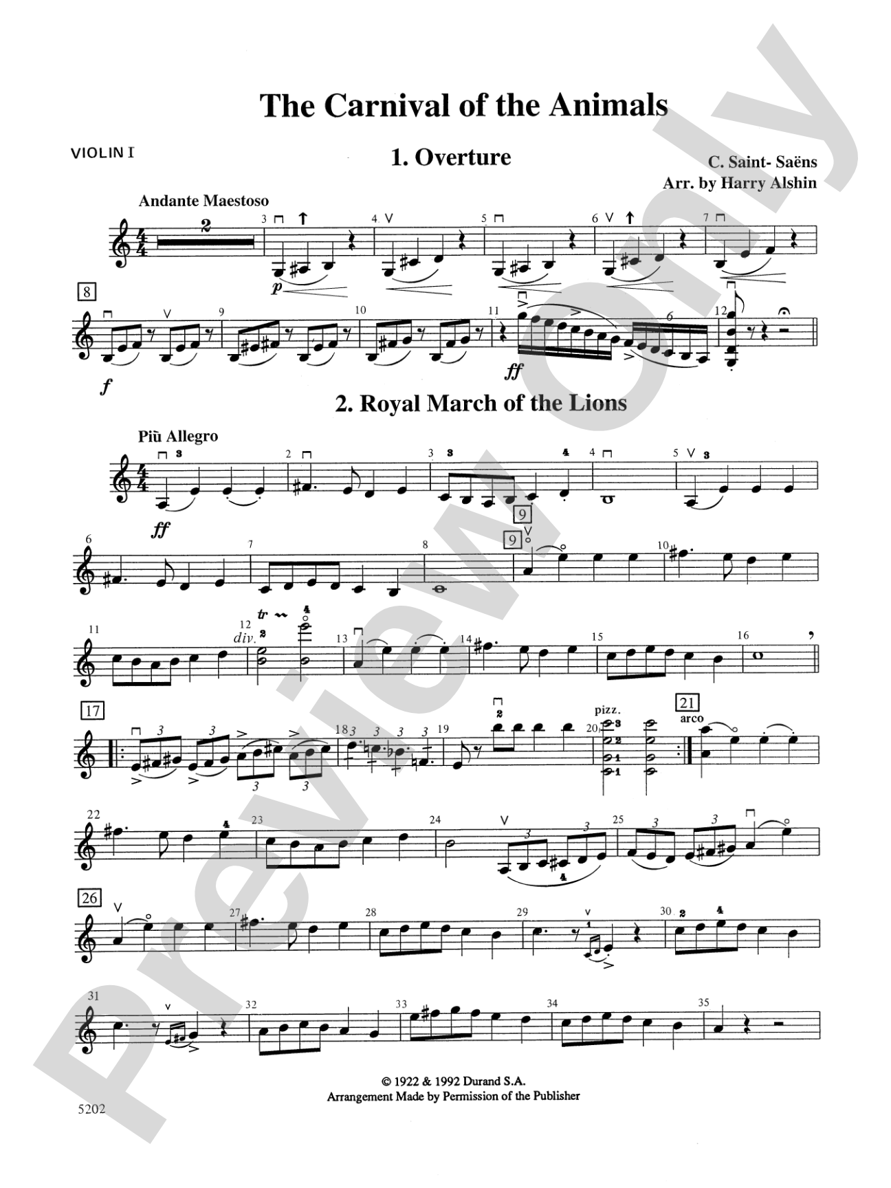 Carnival of the Animals: 1st Violin