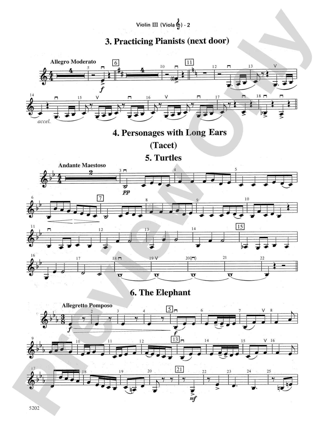 Carnival of the Animals: 3rd Violin (Viola [TC])