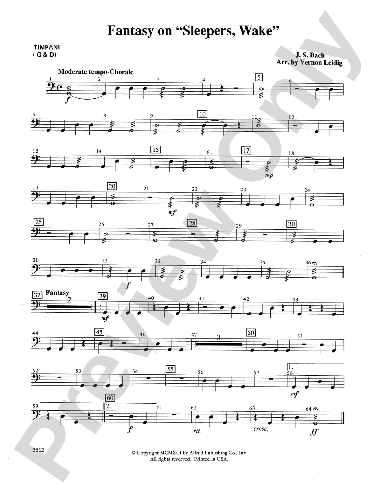 Fantasy on "Sleepers, Wake": Timpani