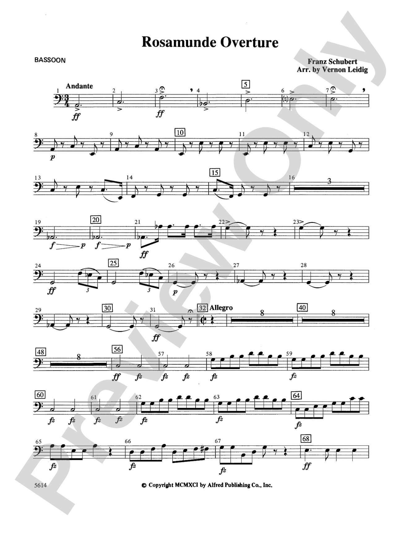 Rosamunde Overture, Opus 26: Bassoon