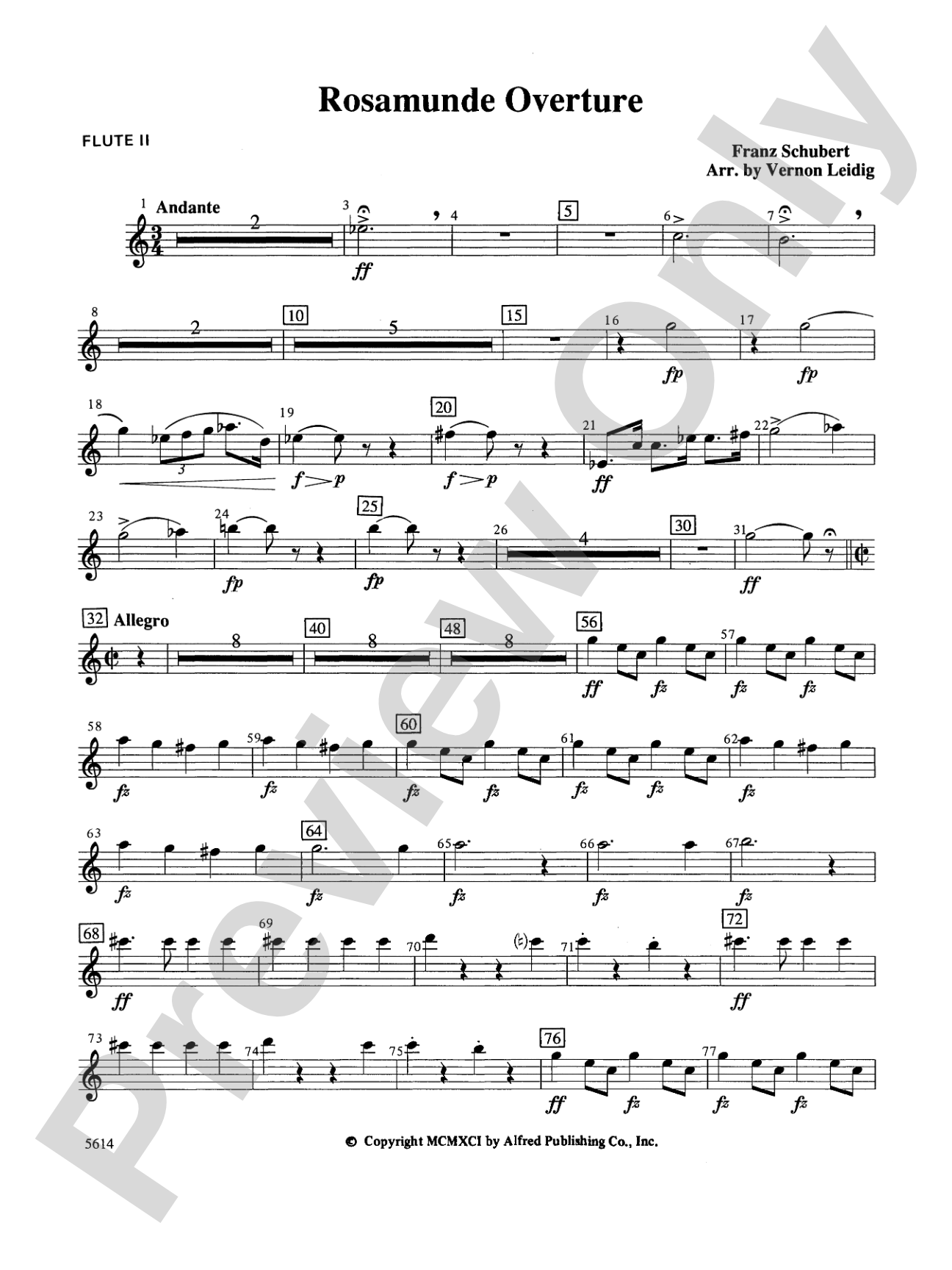 Rosamunde Overture, Opus 26: 2nd Flute