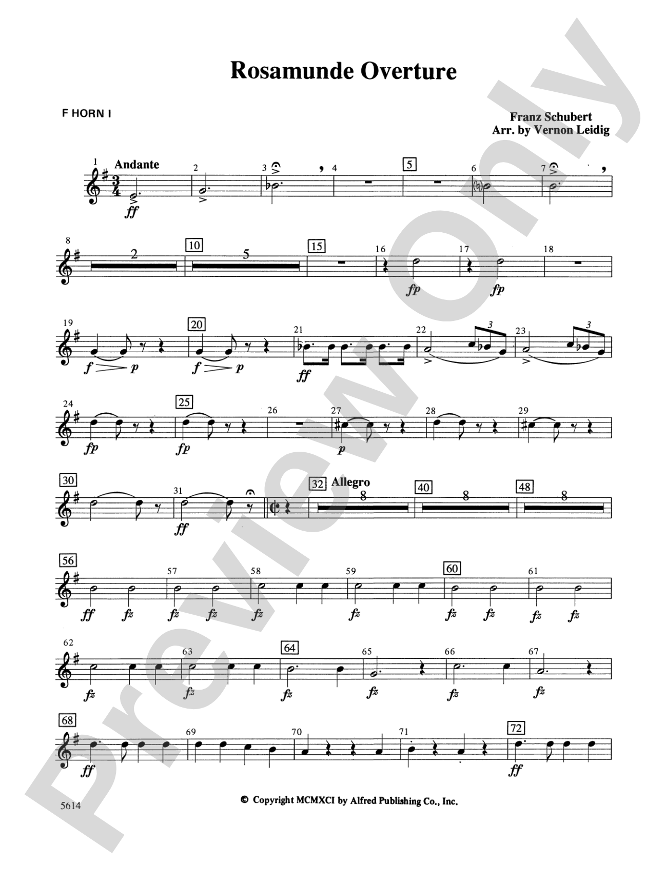 Rosamunde Overture, Opus 26: 1st F Horn