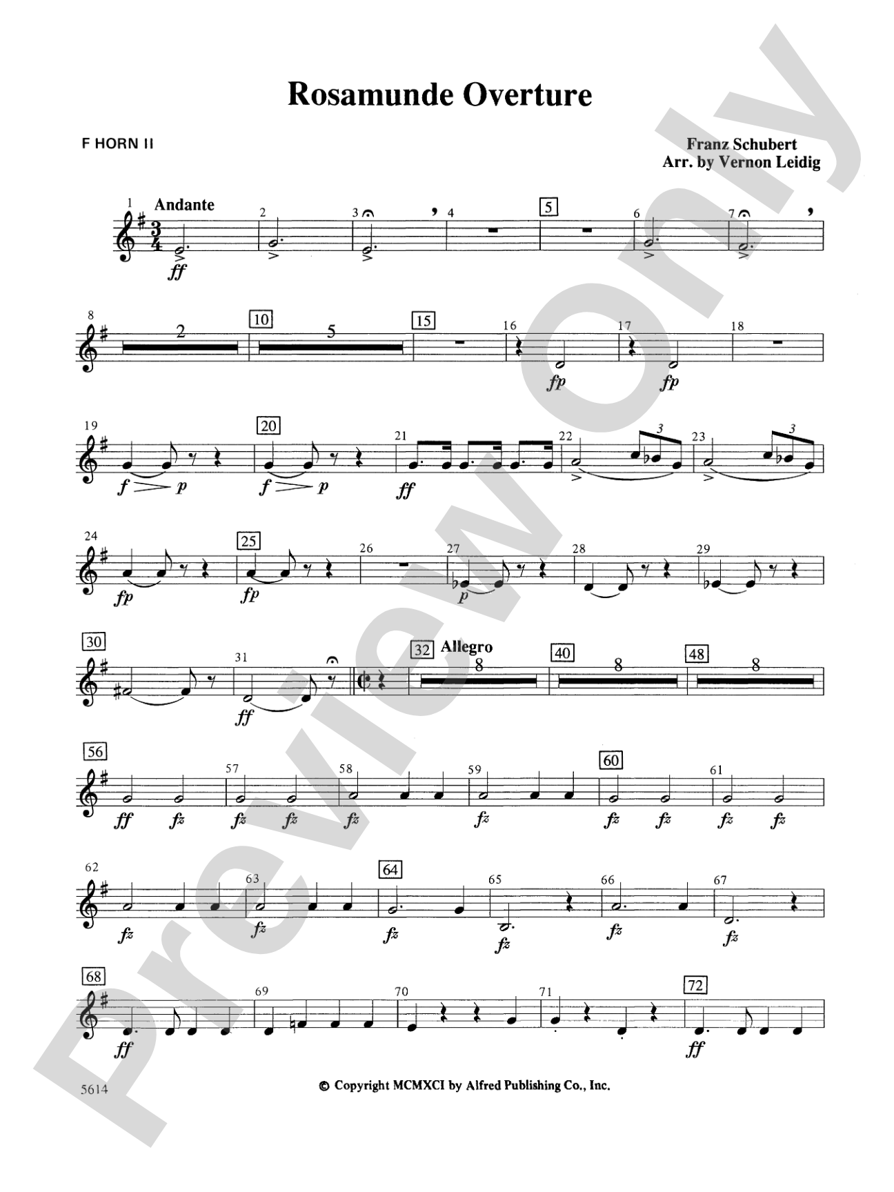 Rosamunde Overture, Opus 26: 2nd F Horn