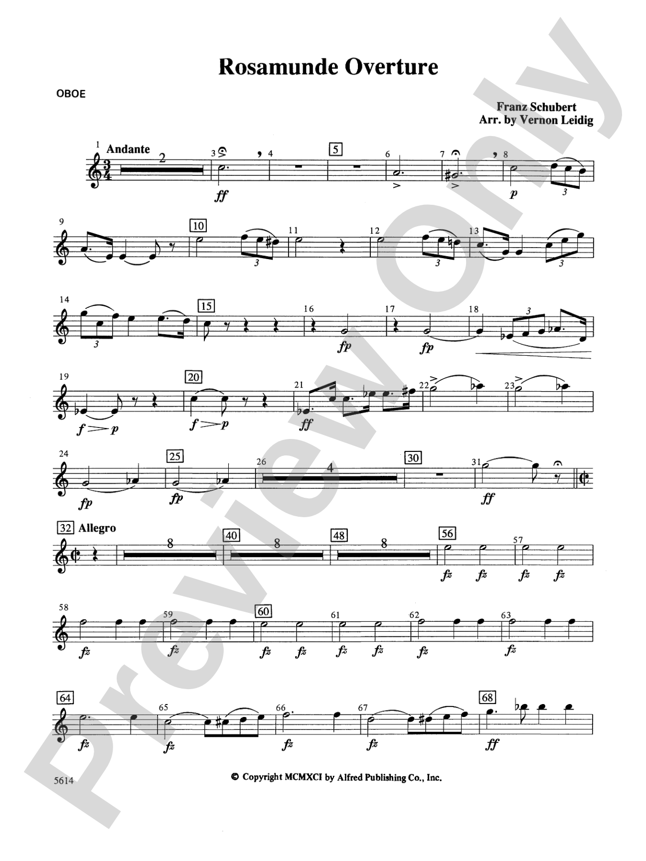 Rosamunde Overture, Opus 26: Oboe