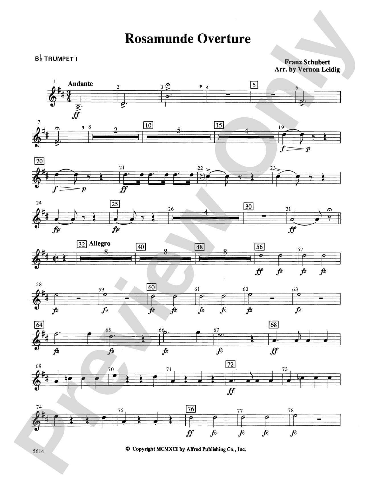 Rosamunde Overture, Opus 26: 1st B-flat Trumpet