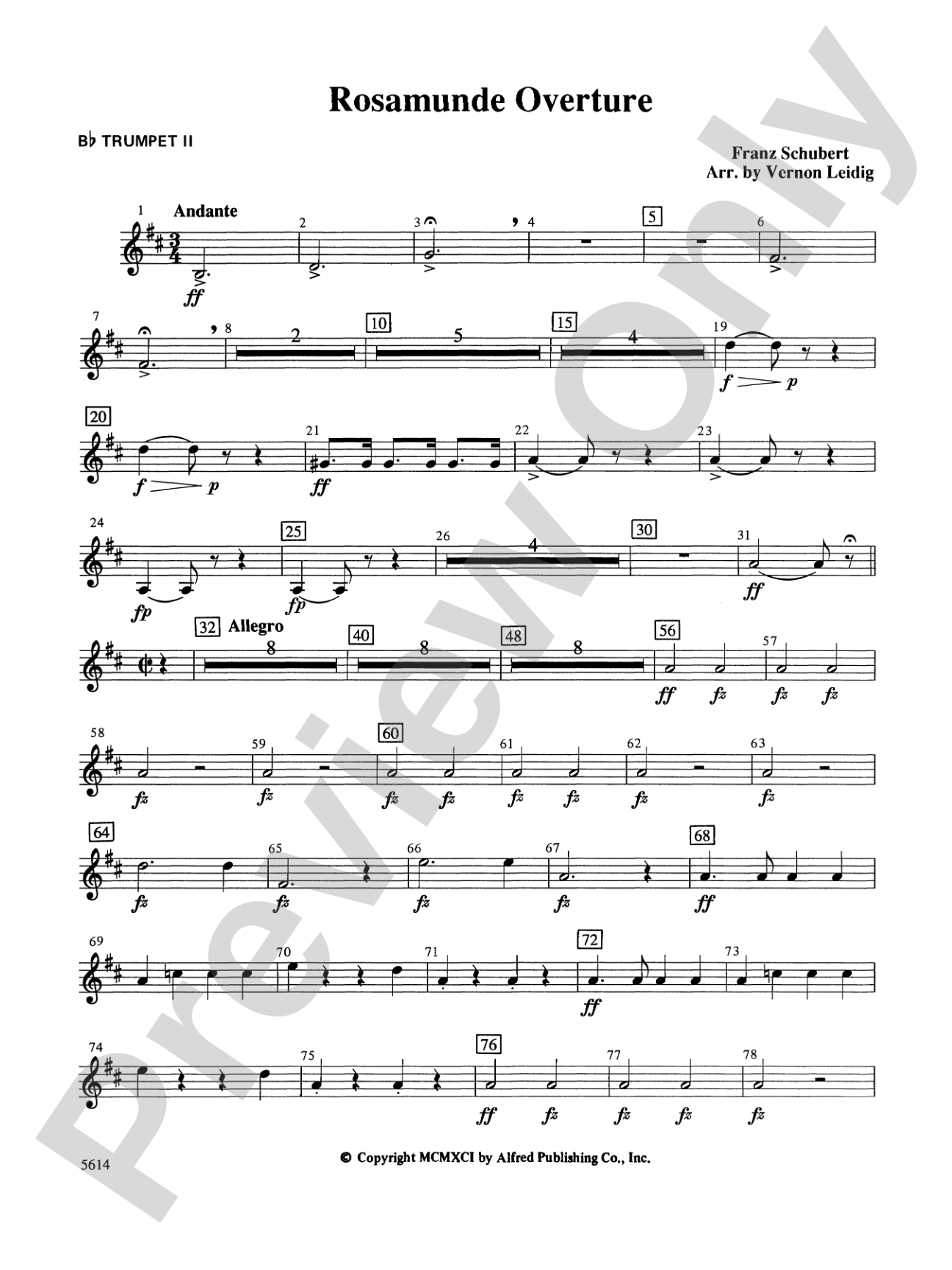 Rosamunde Overture, Opus 26: 2nd B-flat Trumpet