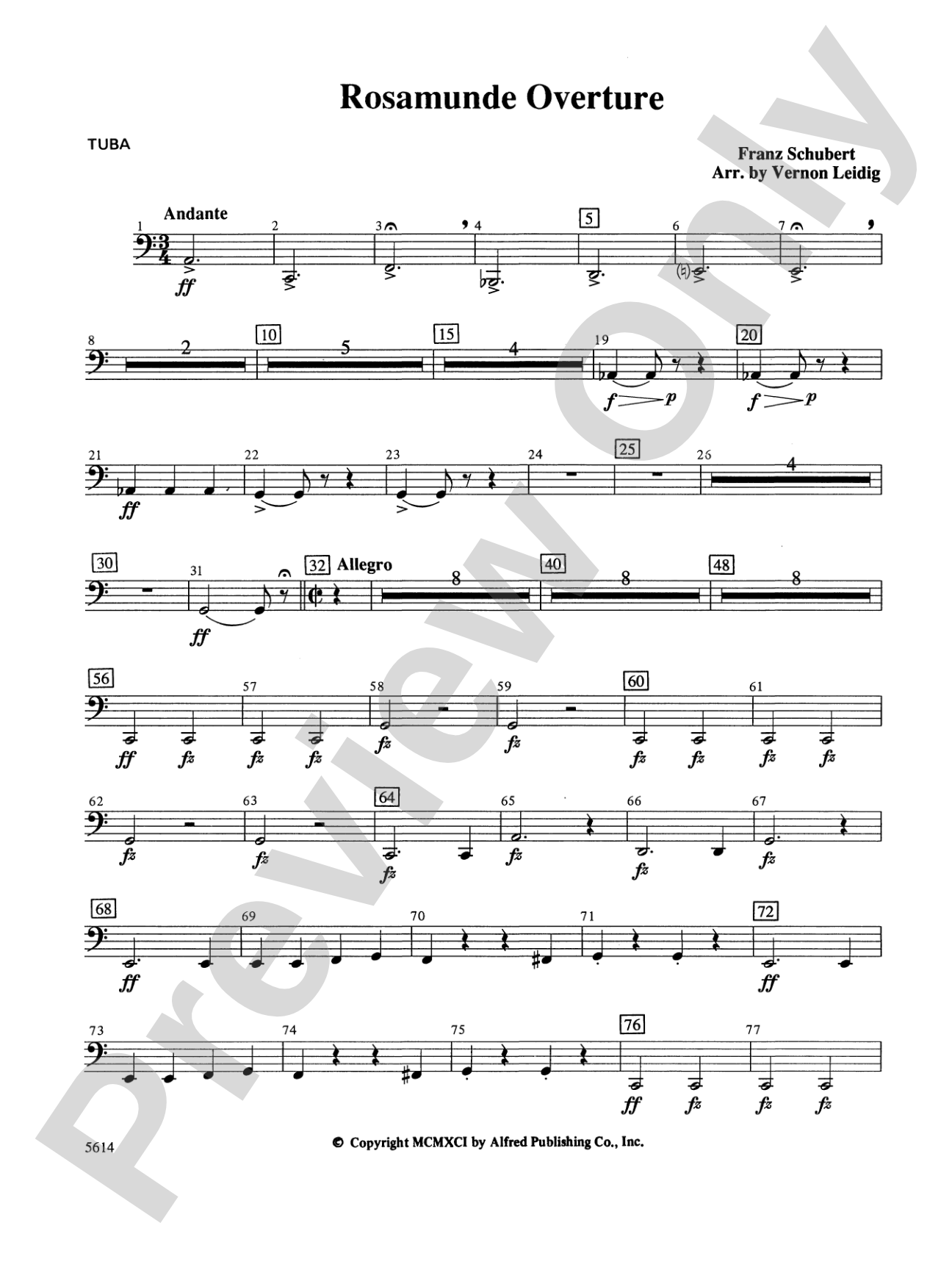 Rosamunde Overture, Opus 26: Tuba