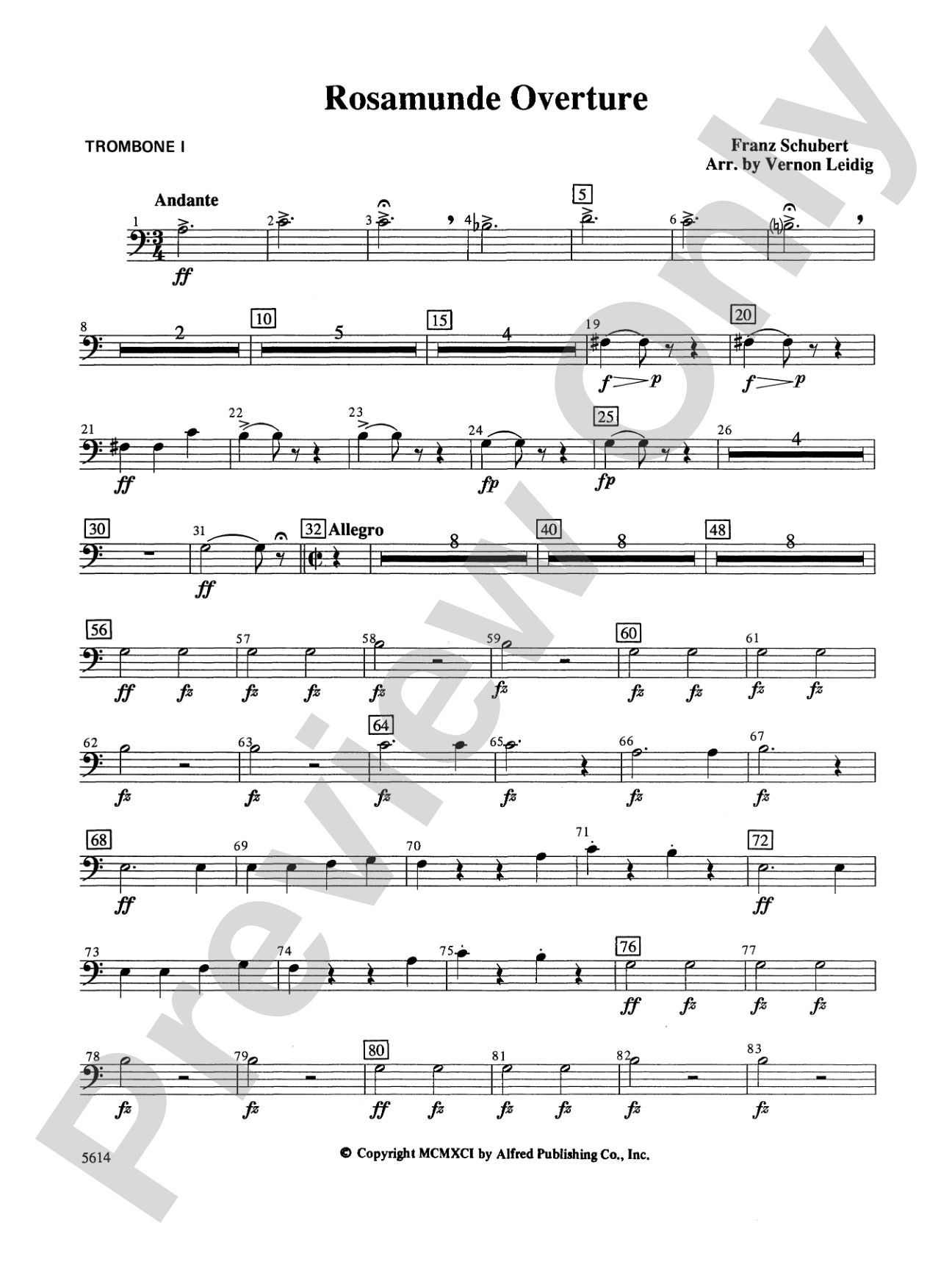 Rosamunde Overture, Opus 26: 1st Trombone