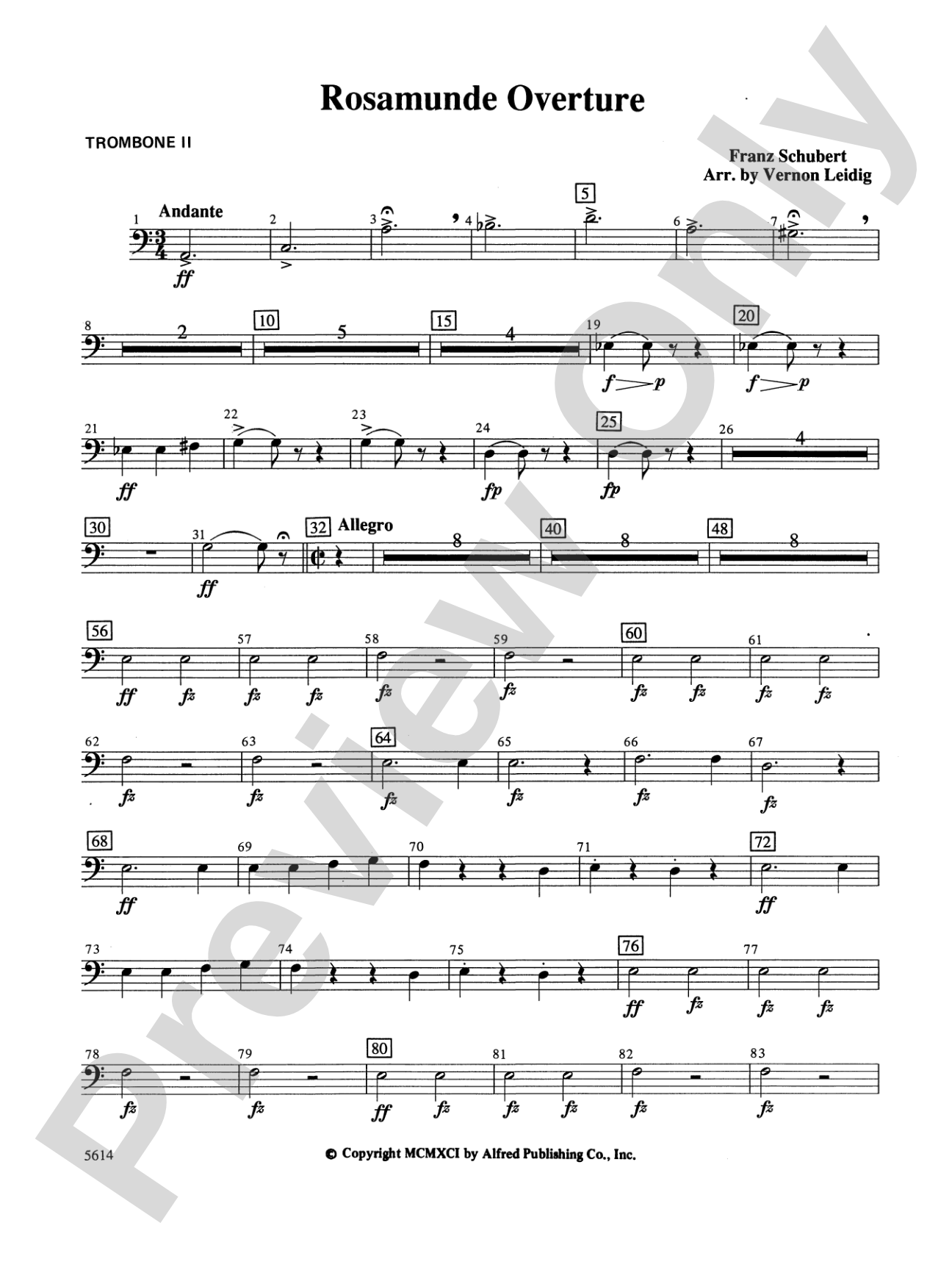 Rosamunde Overture, Opus 26: 2nd Trombone