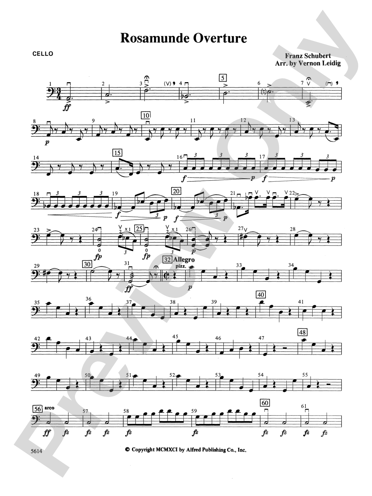 Rosamunde Overture, Opus 26: Cello