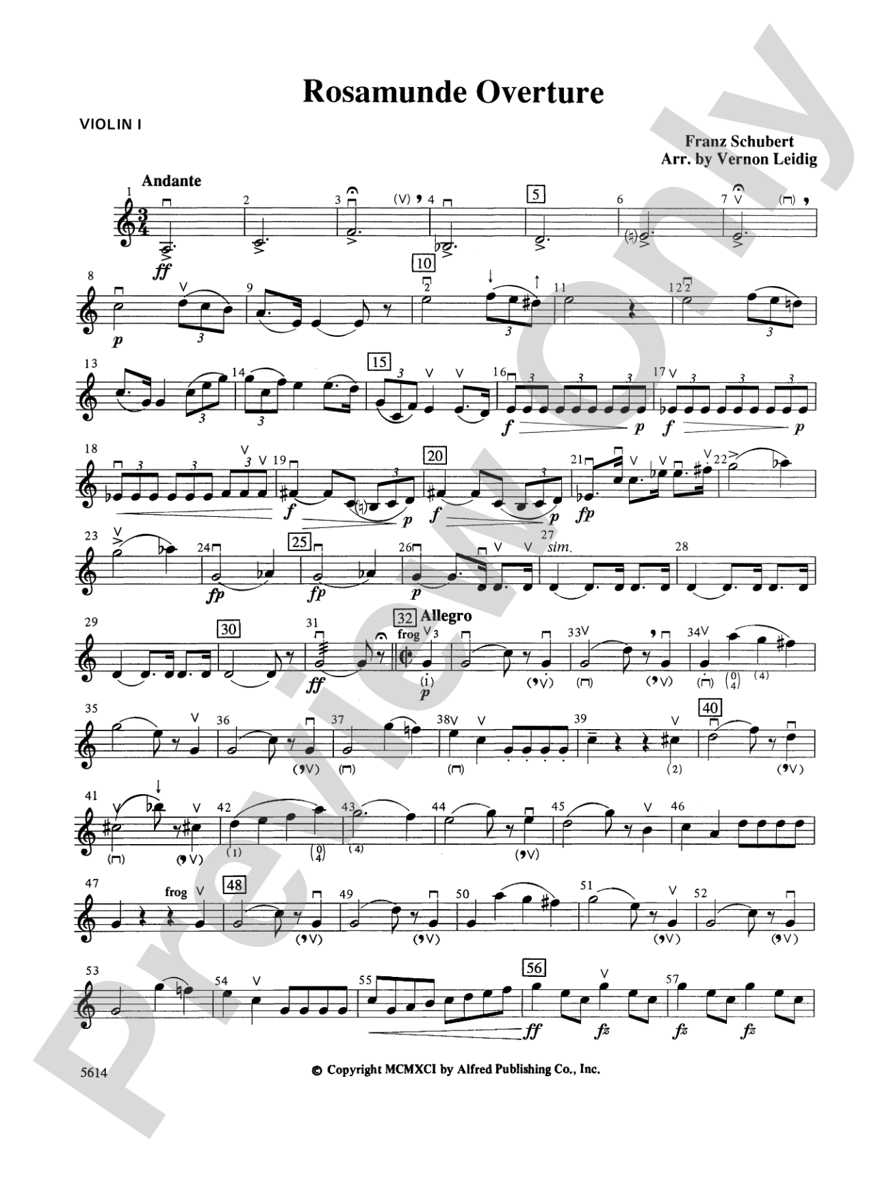 Rosamunde Overture, Opus 26: 1st Violin