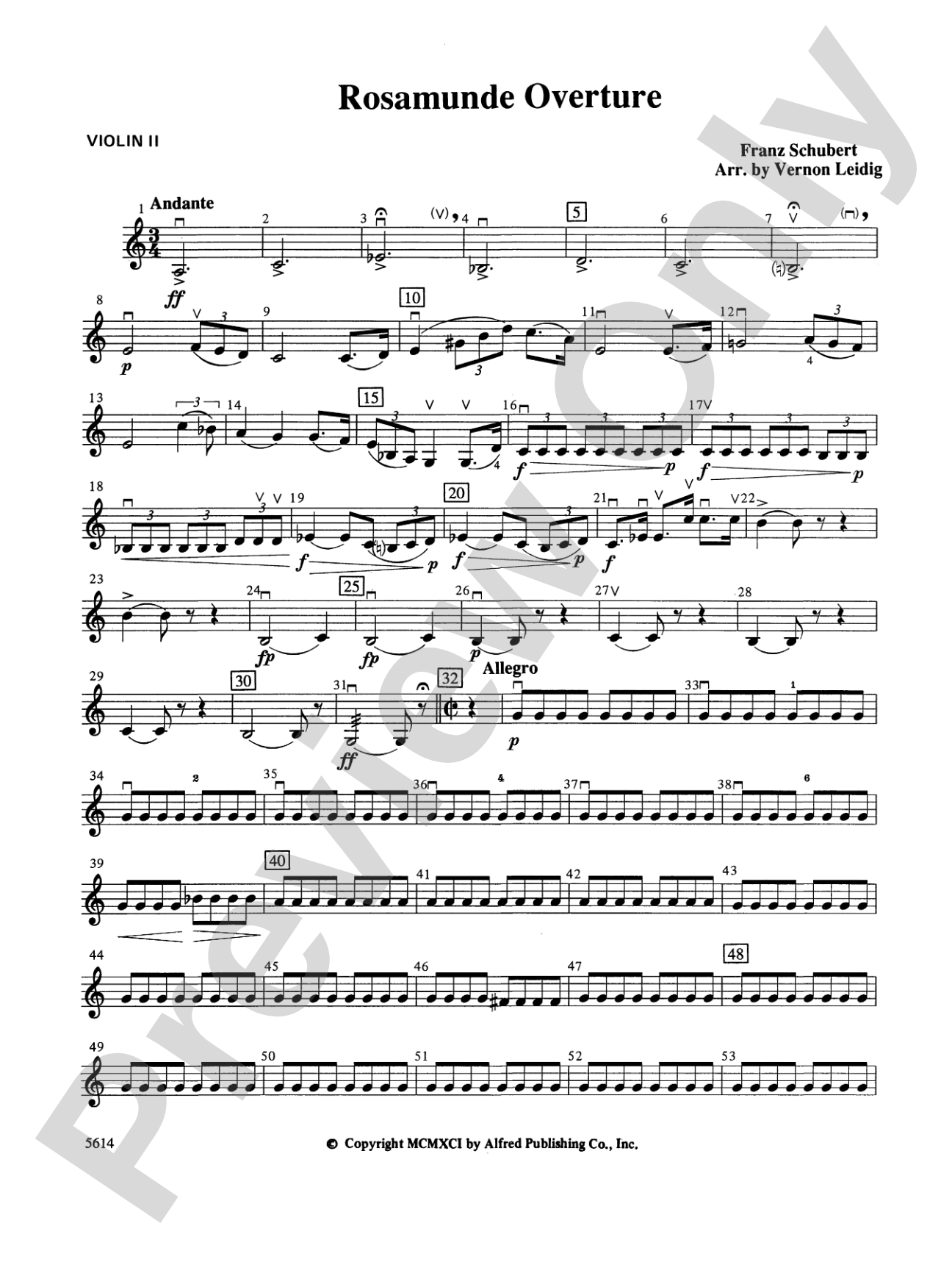 Rosamunde Overture, Opus 26: 2nd Violin
