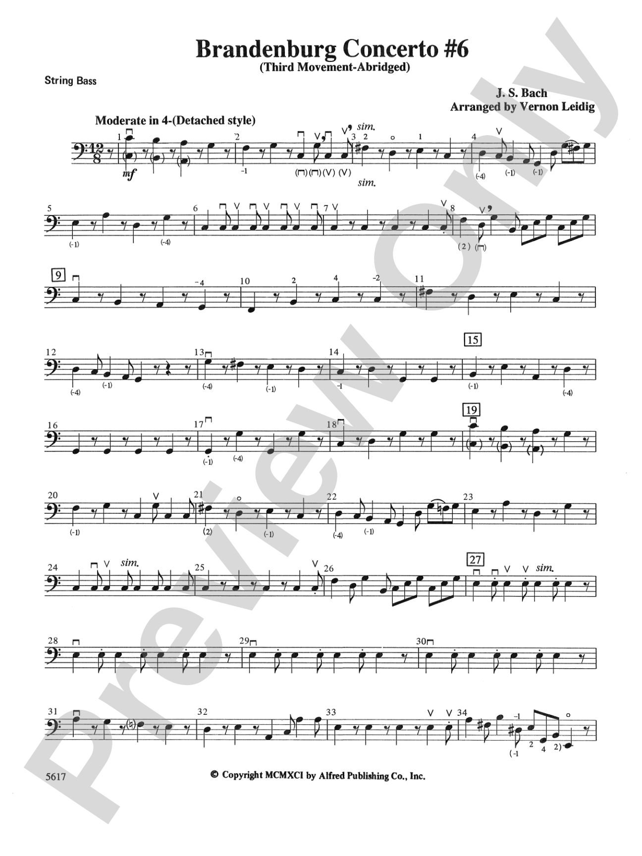 Brandenburg Concerto No. 6, 3rd Movement (Abridged): String Bass