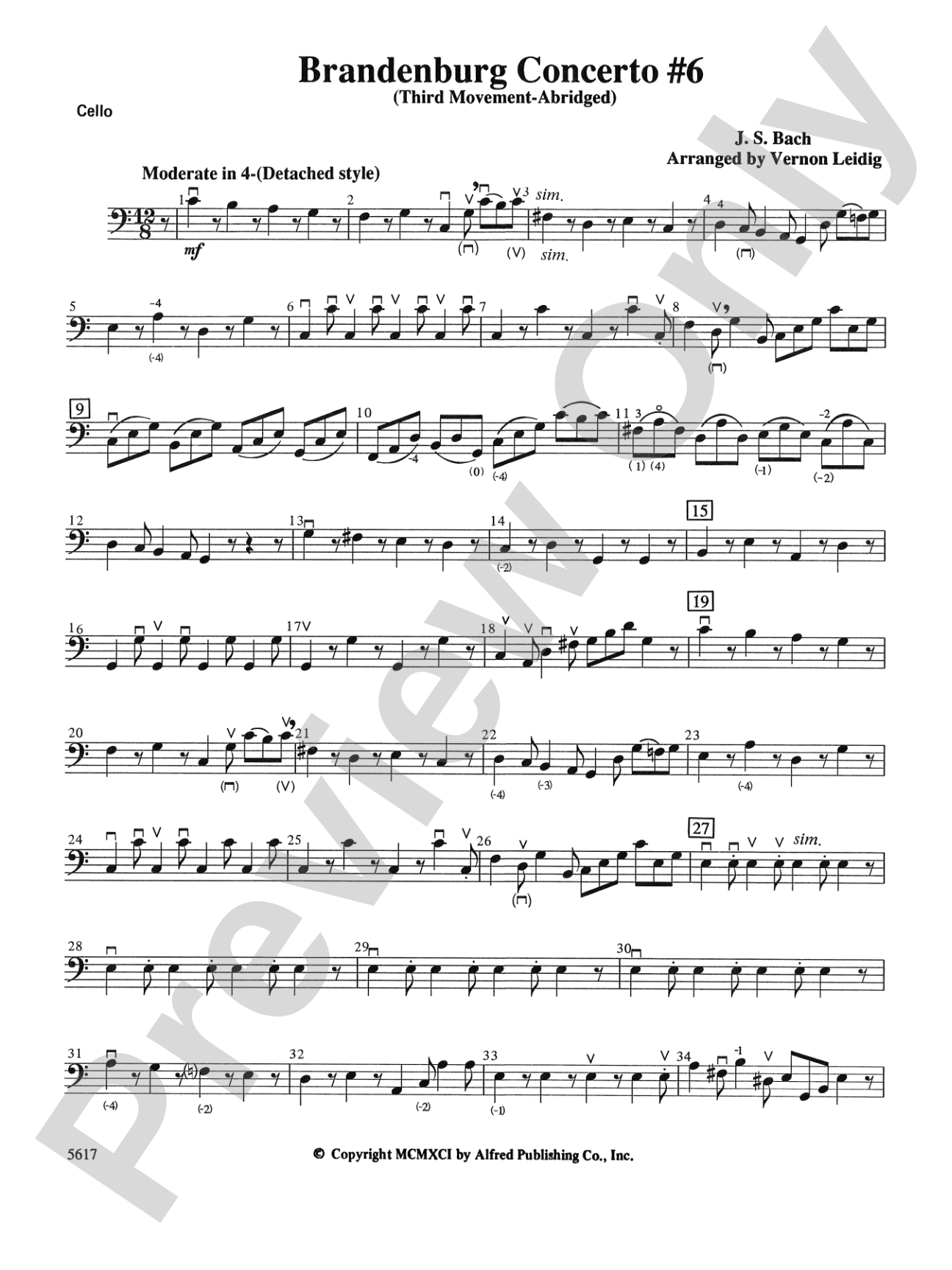 Brandenburg Concerto No. 6, 3rd Movement (Abridged): Cello