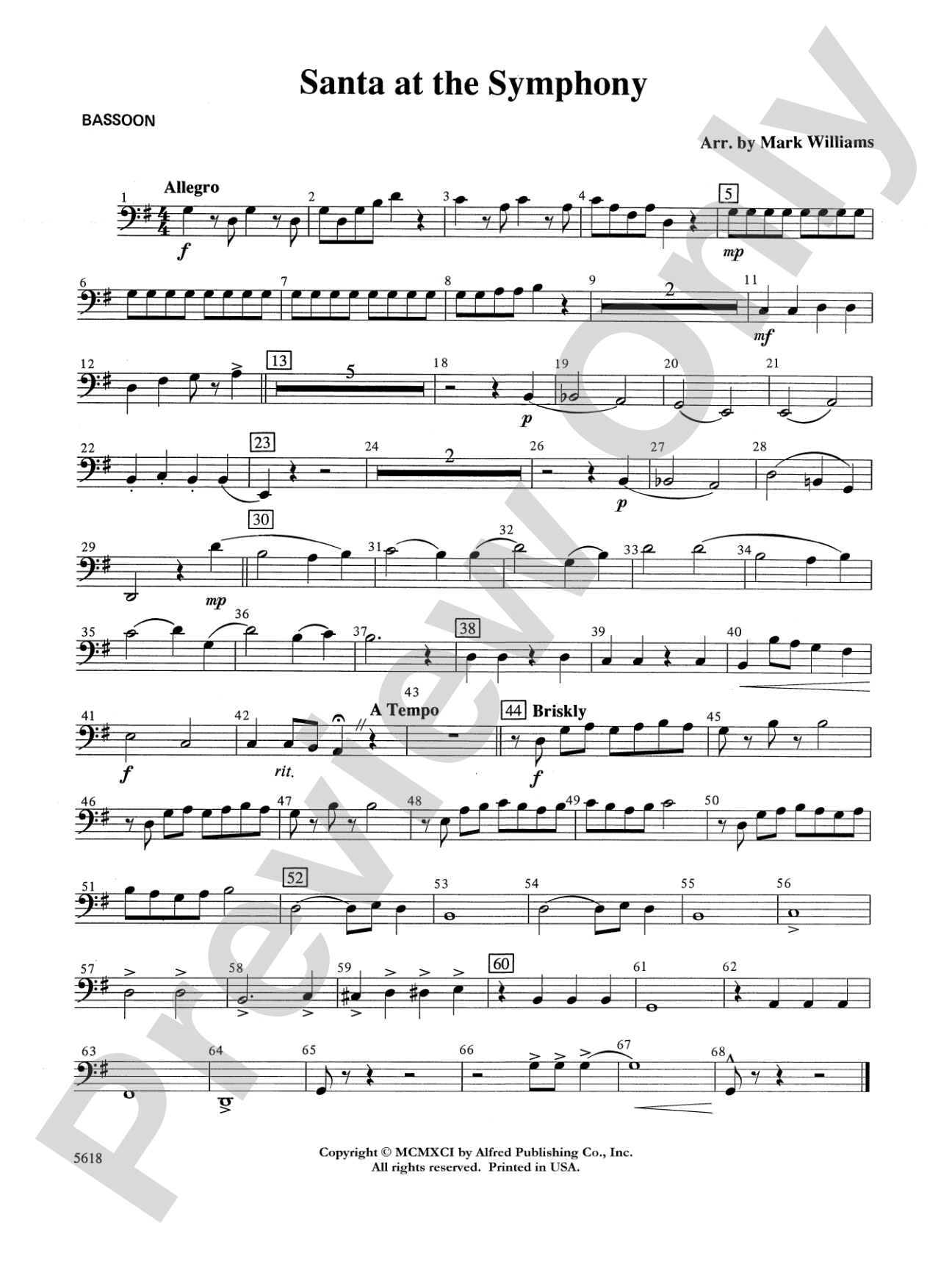 Santa at the Symphony (also playable by strings only): Bassoon