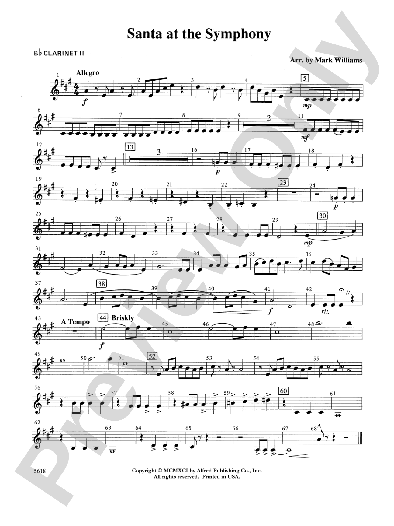 Santa at the Symphony (also playable by strings only): 2nd B-flat Clarinet
