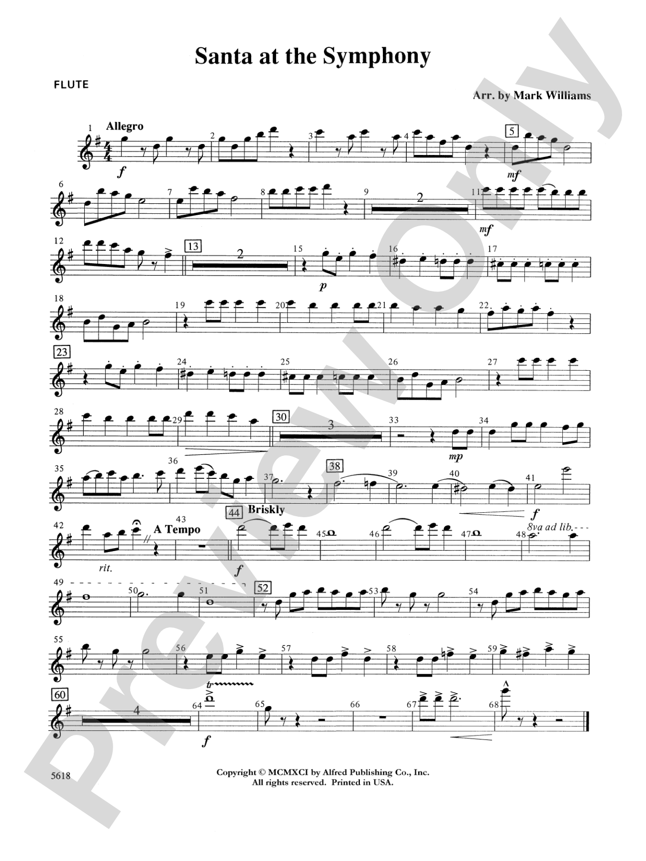 Santa at the Symphony (also playable by strings only): Flute